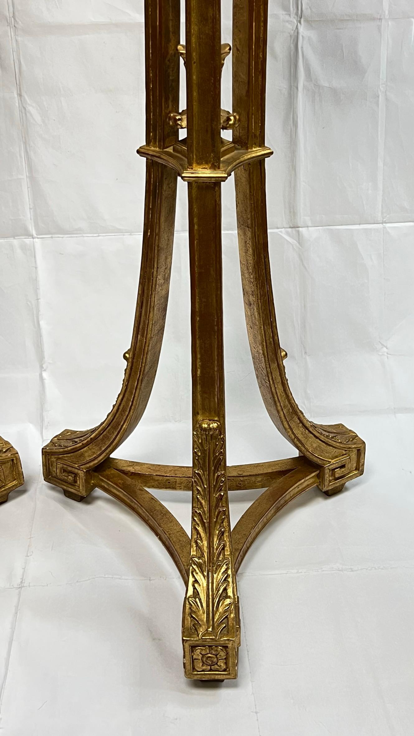 Wood Pair of French Louis XVI style  Giltwood Plant or Candle Stands