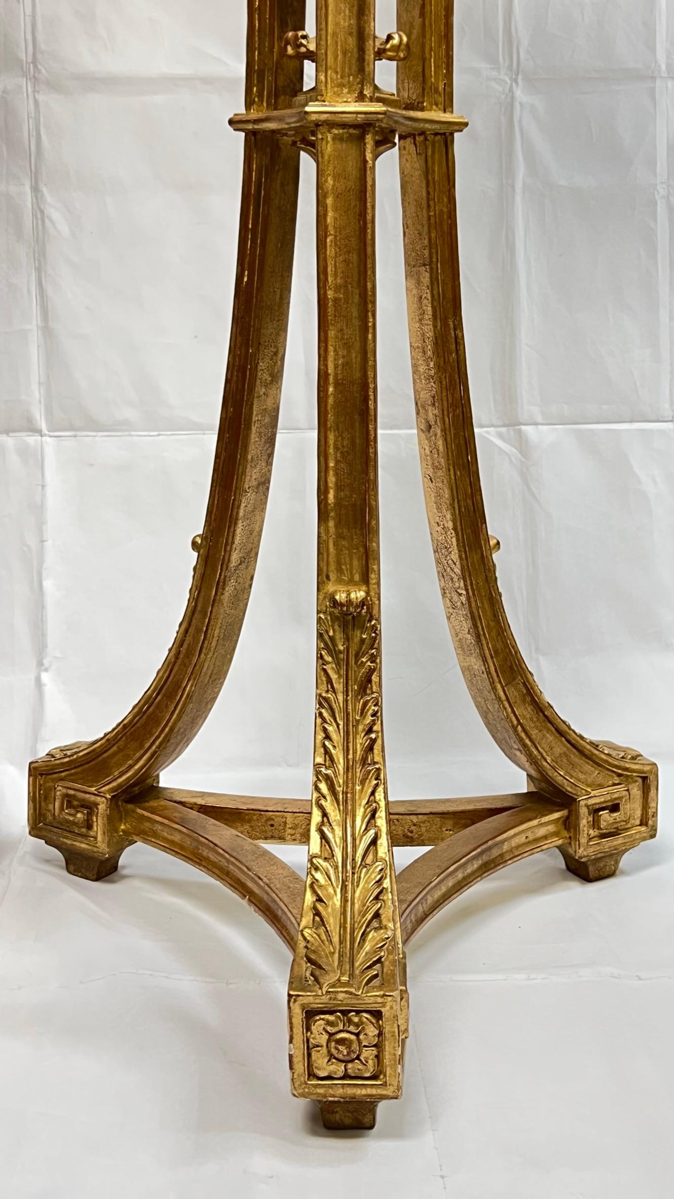 Pair of French Louis XVI style  Giltwood Plant or Candle Stands 3