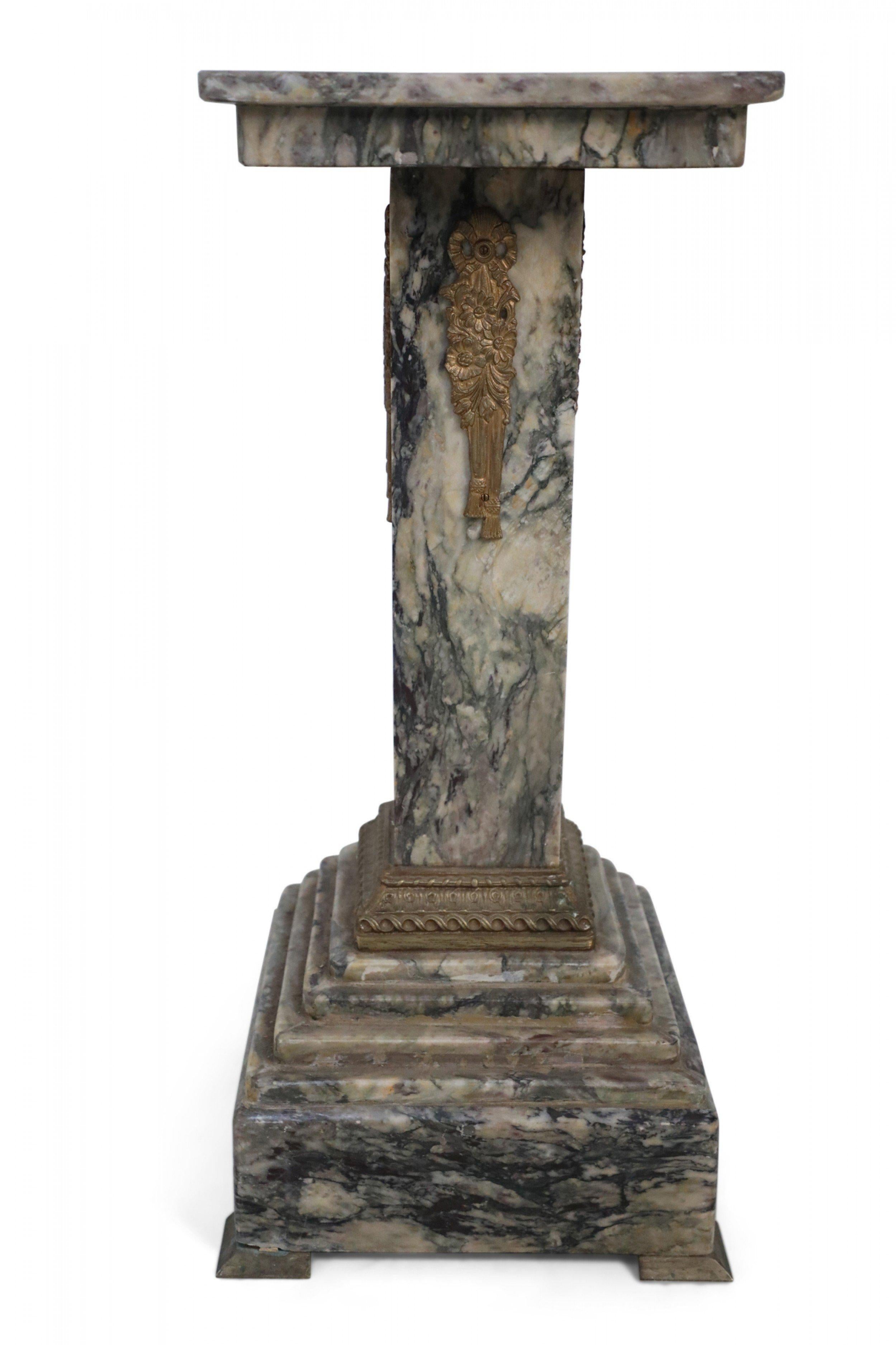 Pair of French Louis XVI Style Gray Marble and Bronze Display Pedestals For Sale 5