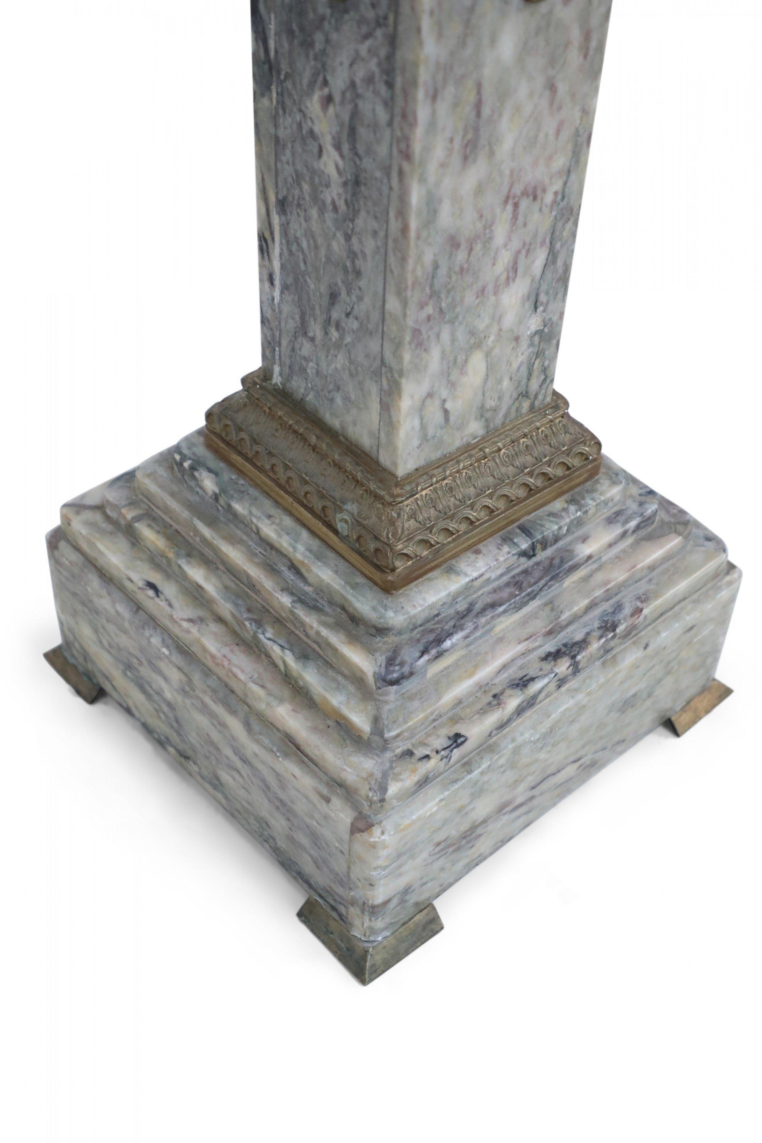 Pair of French Louis XVI Style Gray Marble and Bronze Display Pedestals For Sale 2