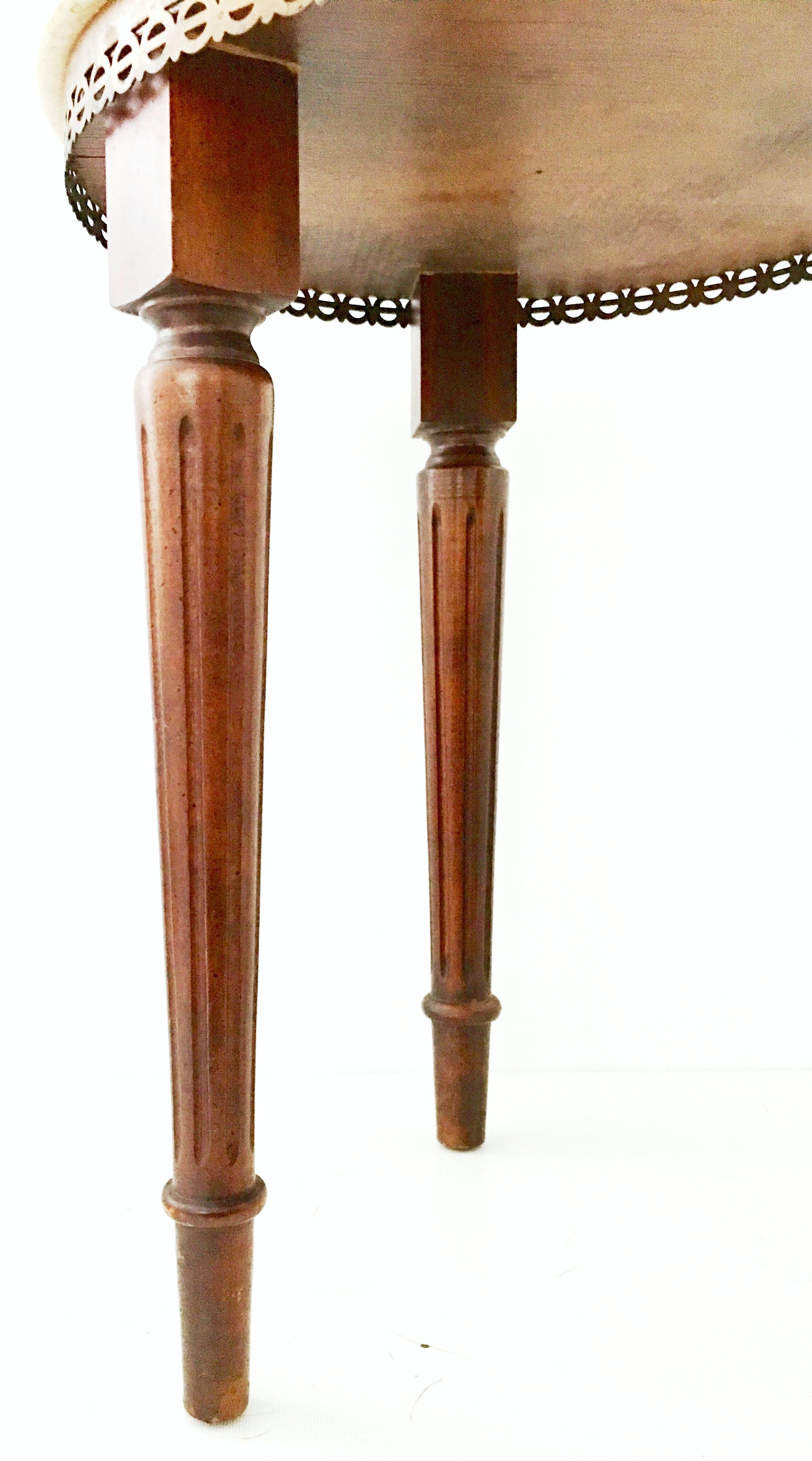 Pair of French Louis XVI Style Guerdion Mahogany & Marble-Top Tables-Signed 5
