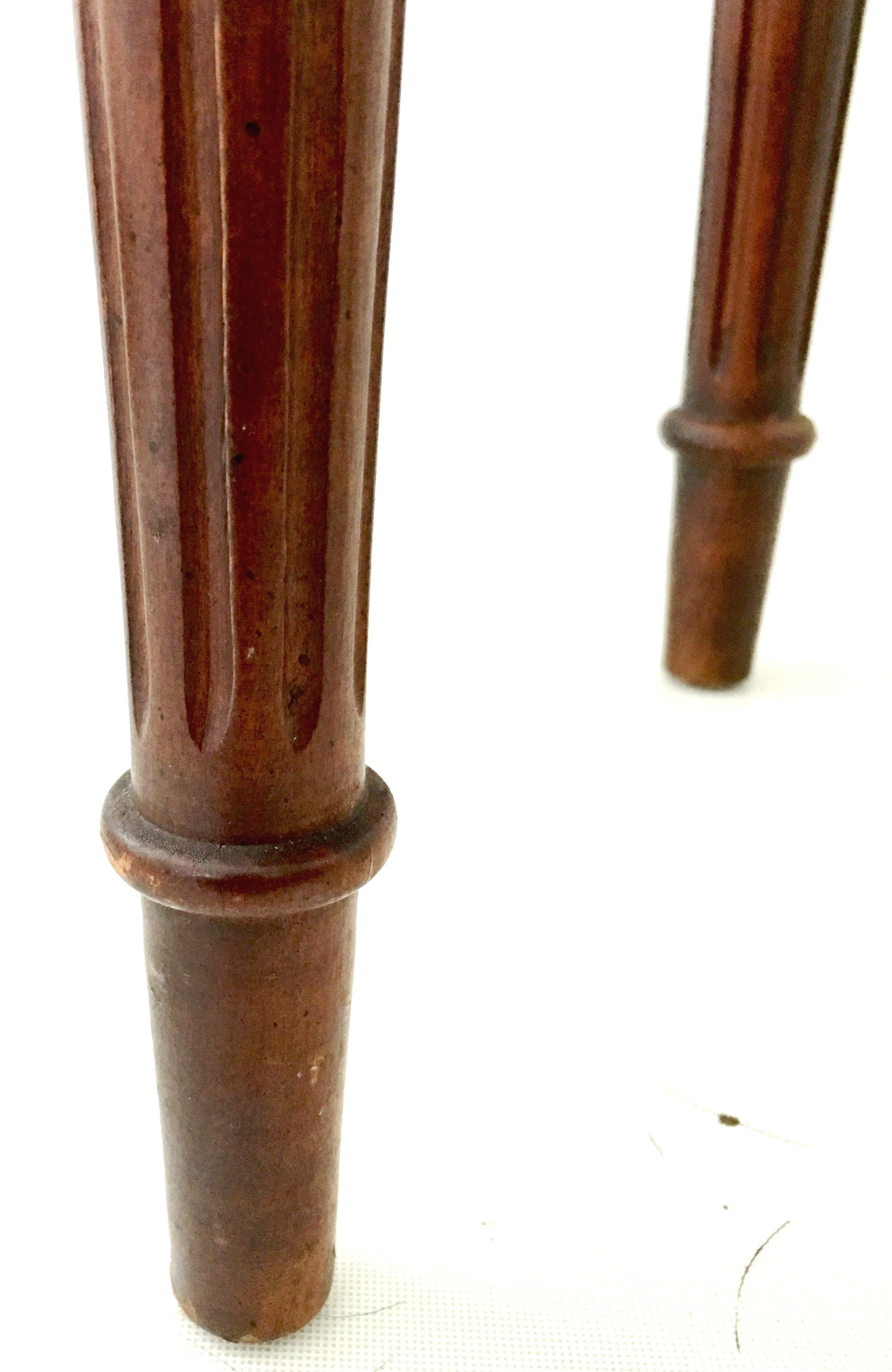 Pair of French Louis XVI Style Guerdion Mahogany & Marble-Top Tables-Signed 6