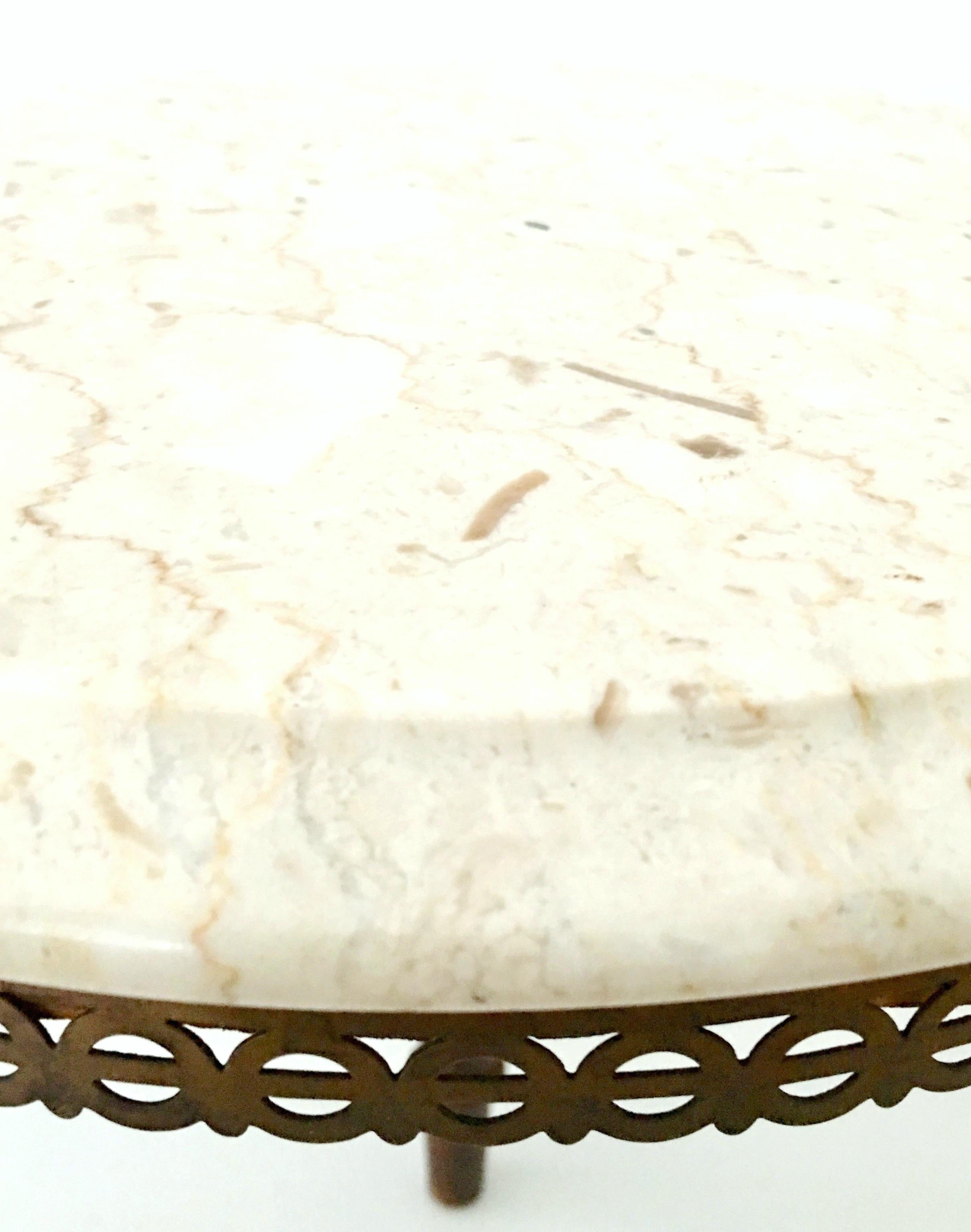 Pair of French Louis XVI Style Guerdion Mahogany & Marble-Top Tables-Signed 2