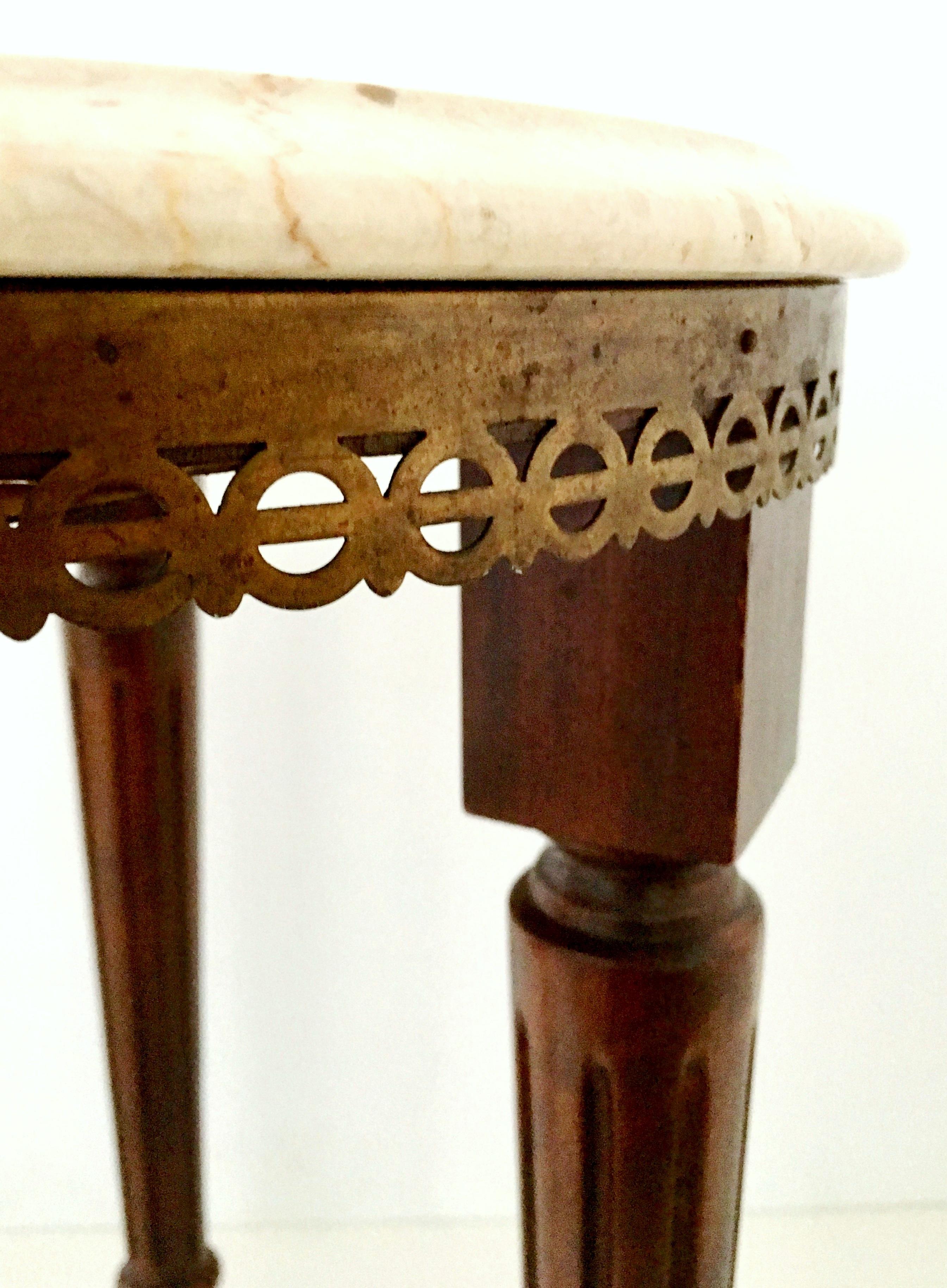 Pair of French Louis XVI Style Guerdion Mahogany & Marble-Top Tables-Signed 3