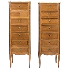 Pair of French Louis XVI Style Kingwood Semainier Cabinets Pair of French Louis XVI Style Kingwood Semainier Cabinets