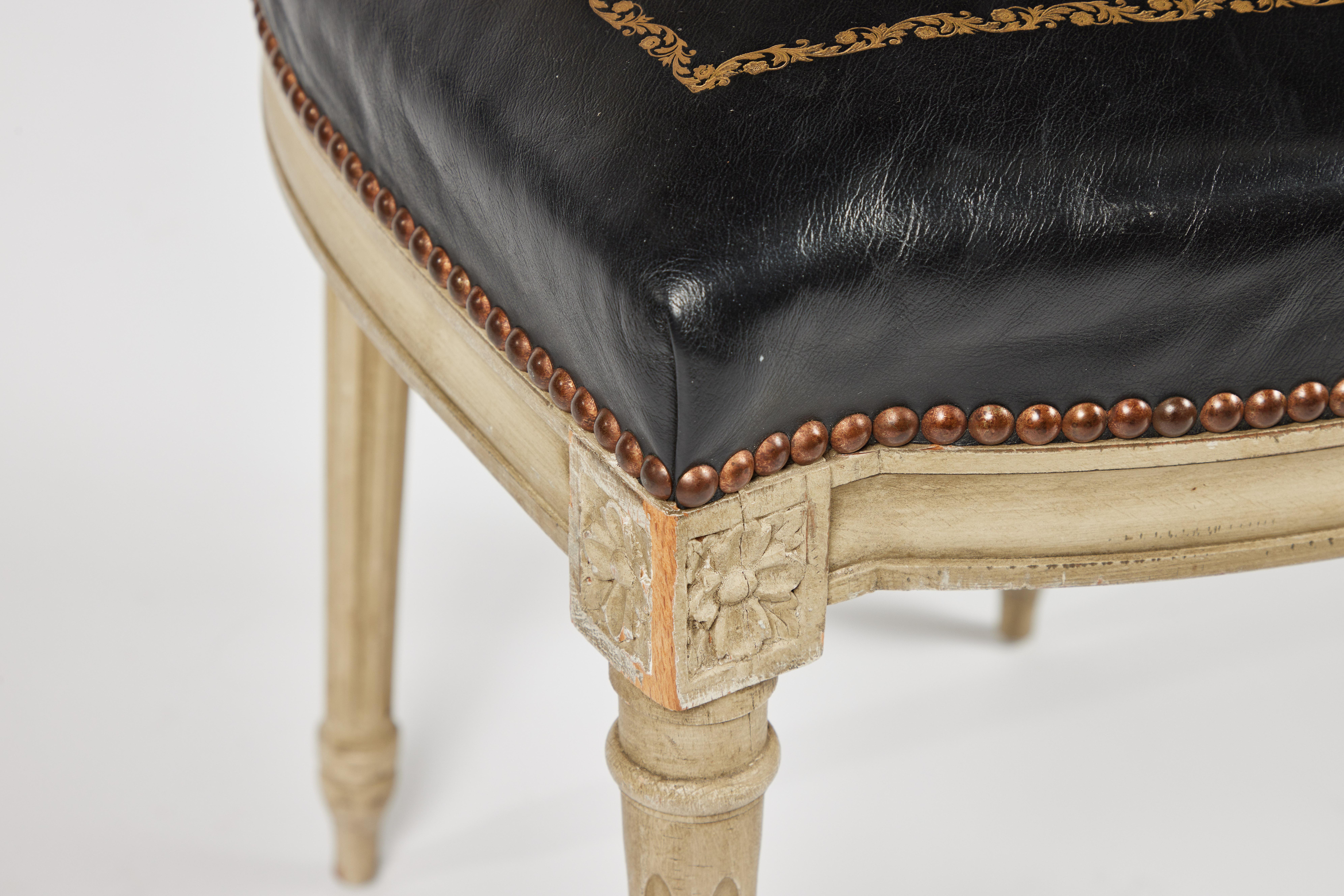 Pair of French Louis XVI Style Leather Side Chairs, c. 1940 3