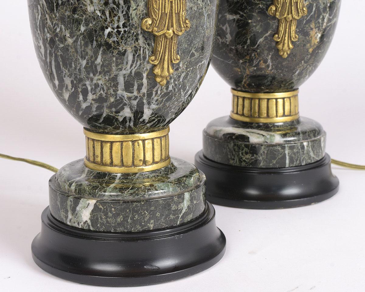 1890s French Marble Table Lamps with Brass Accents and Adjustable Necks For Sale 3
