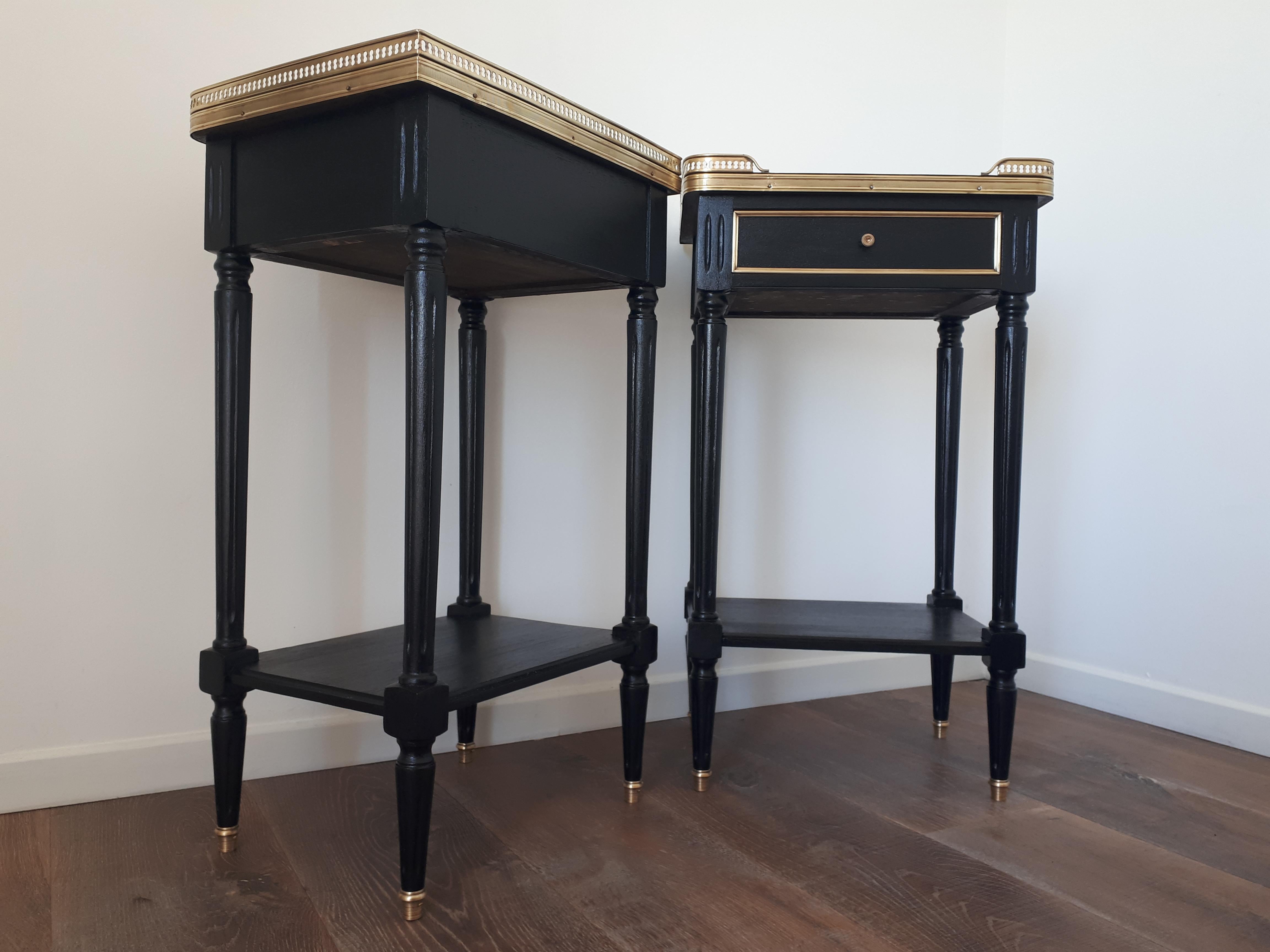 20th Century Pair of French Louis XVI Style Marble Nightstands