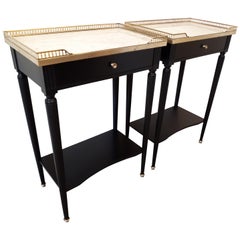 Pair of French Louis XVI Style Marble Nightstands