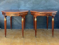 Pair of French Louis XVI Style Marquetry Side Tables, Mid 20th Century