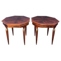 Pair of French Louis XVI Style Marquetry Side Tables, Mid 20th Century