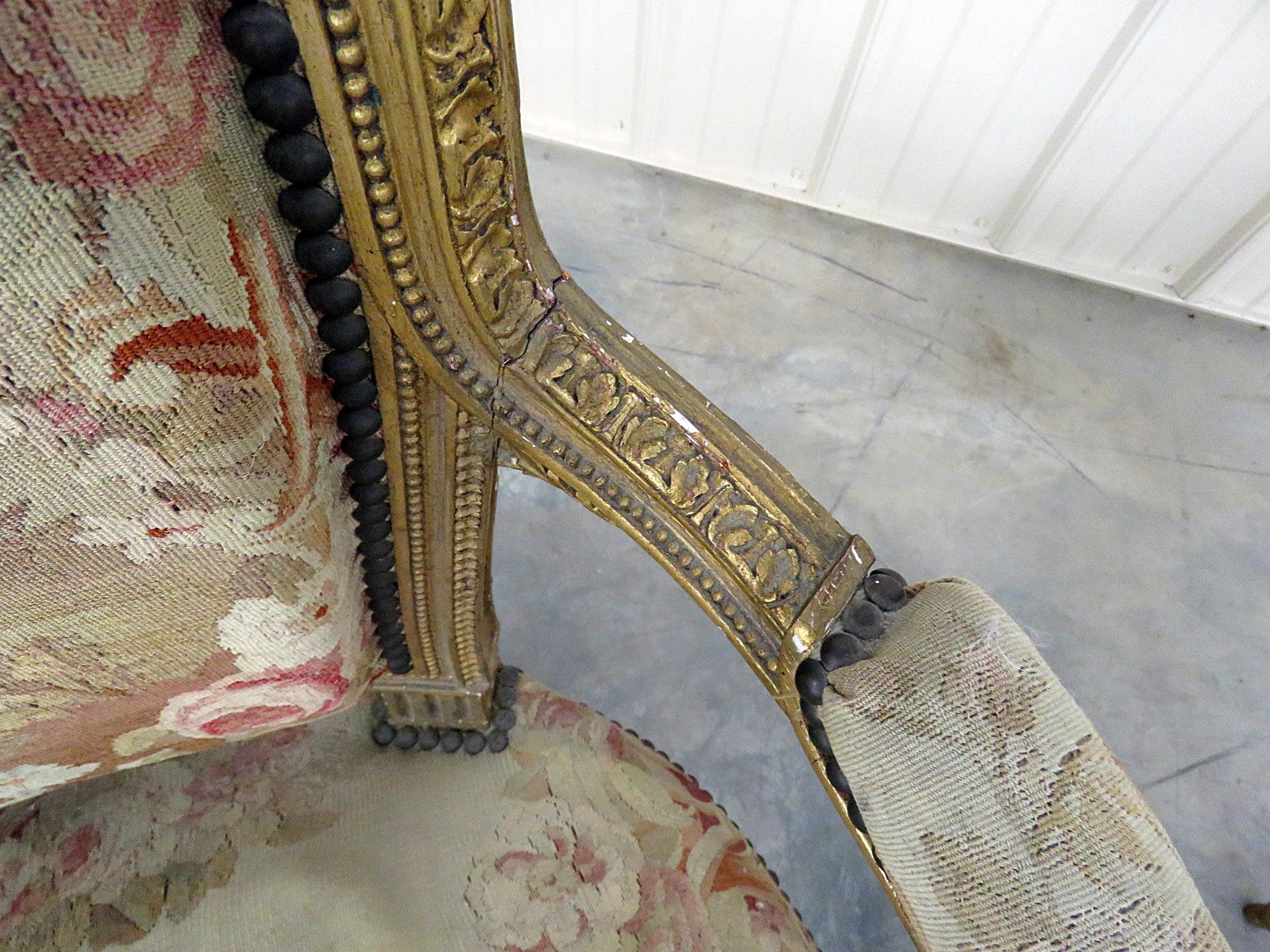 Upholstery Pair of French Louis XVI Style Needlepoint Fauteuils
