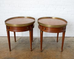 Pair of French Louis XVI Style Oval Bouillotte Tables