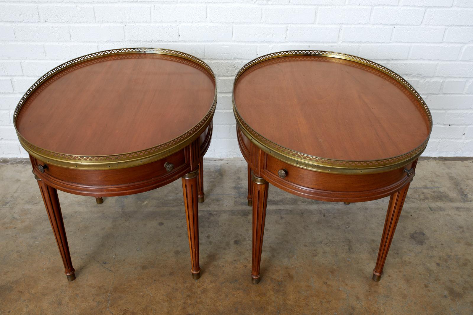 American Pair of French Louis XVI Style Oval Bouillotte Tables