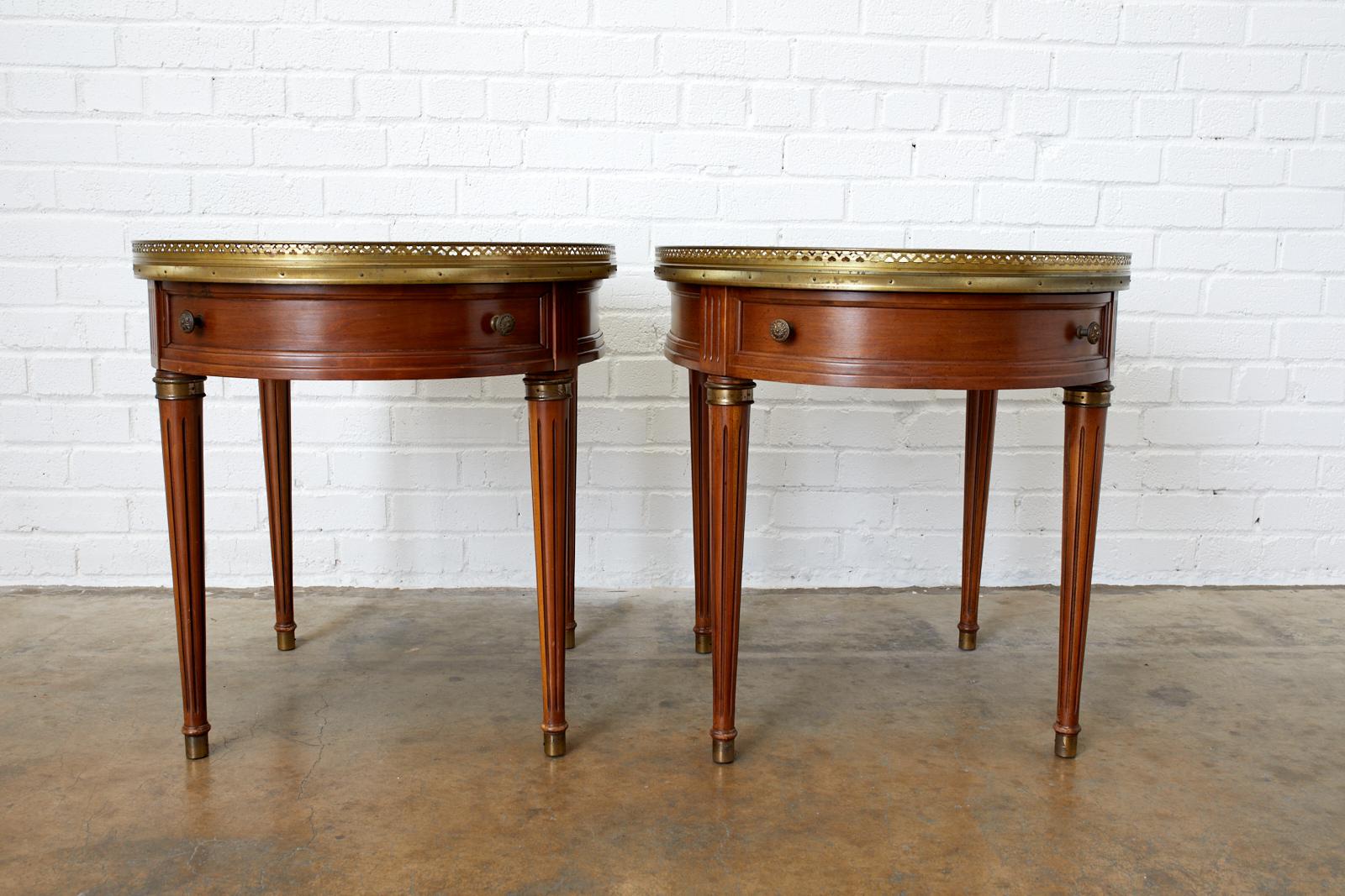 Hand-Crafted Pair of French Louis XVI Style Oval Bouillotte Tables