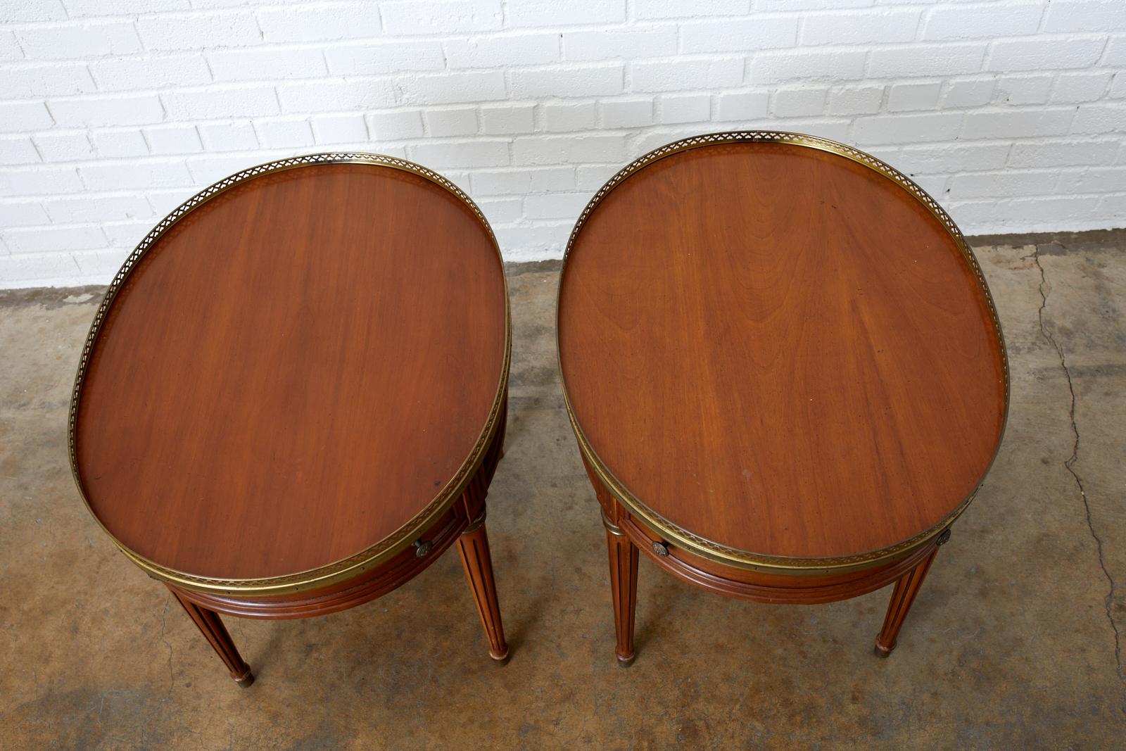 Pair of French Louis XVI Style Oval Bouillotte Tables In Good Condition In Rio Vista, CA