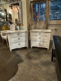 Pair of French Louis XVI Style Painted Chests