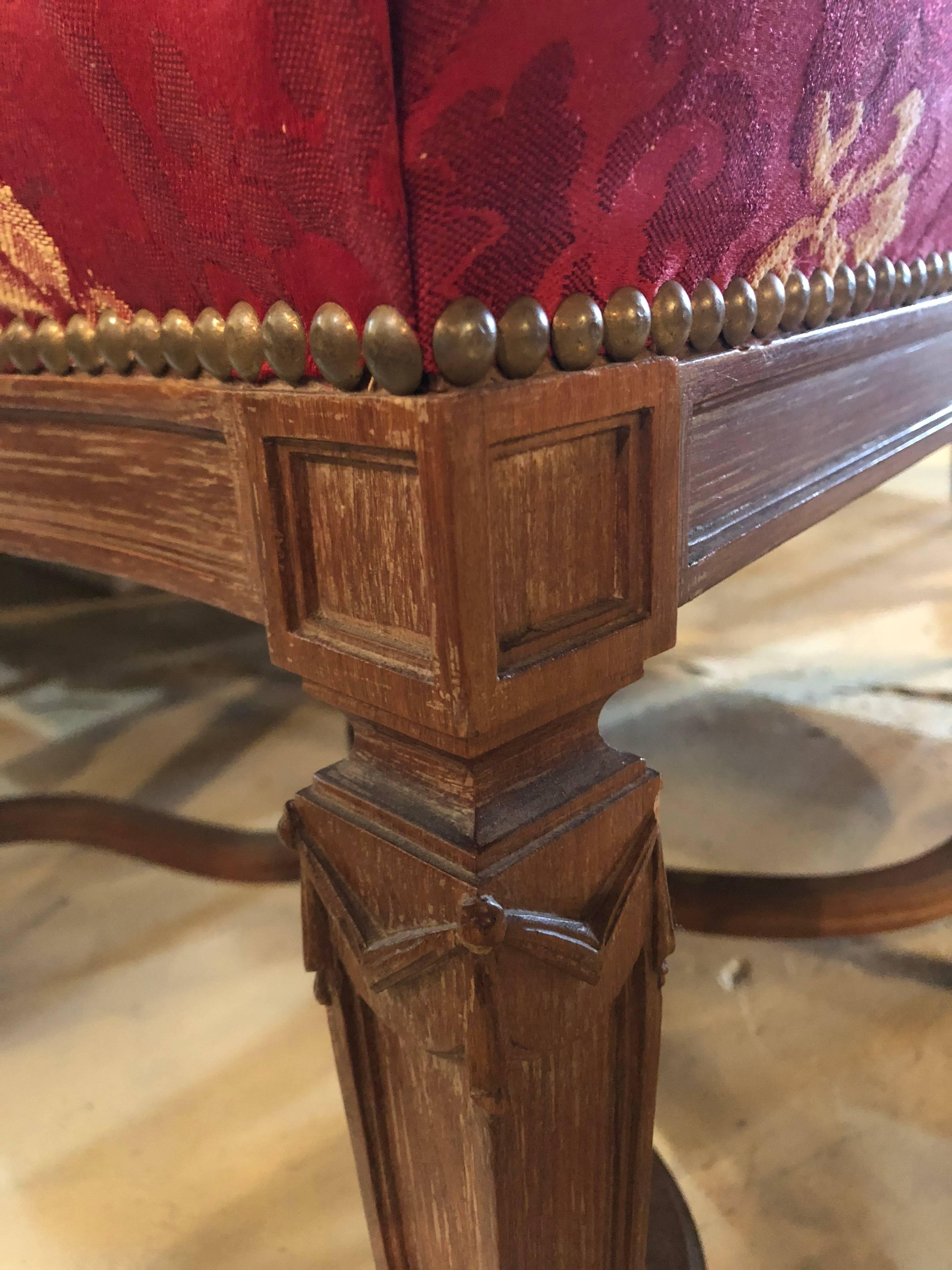Pair of French Louis XVI Style Side Chairs by Maison Jansen Distressed Walnut 3