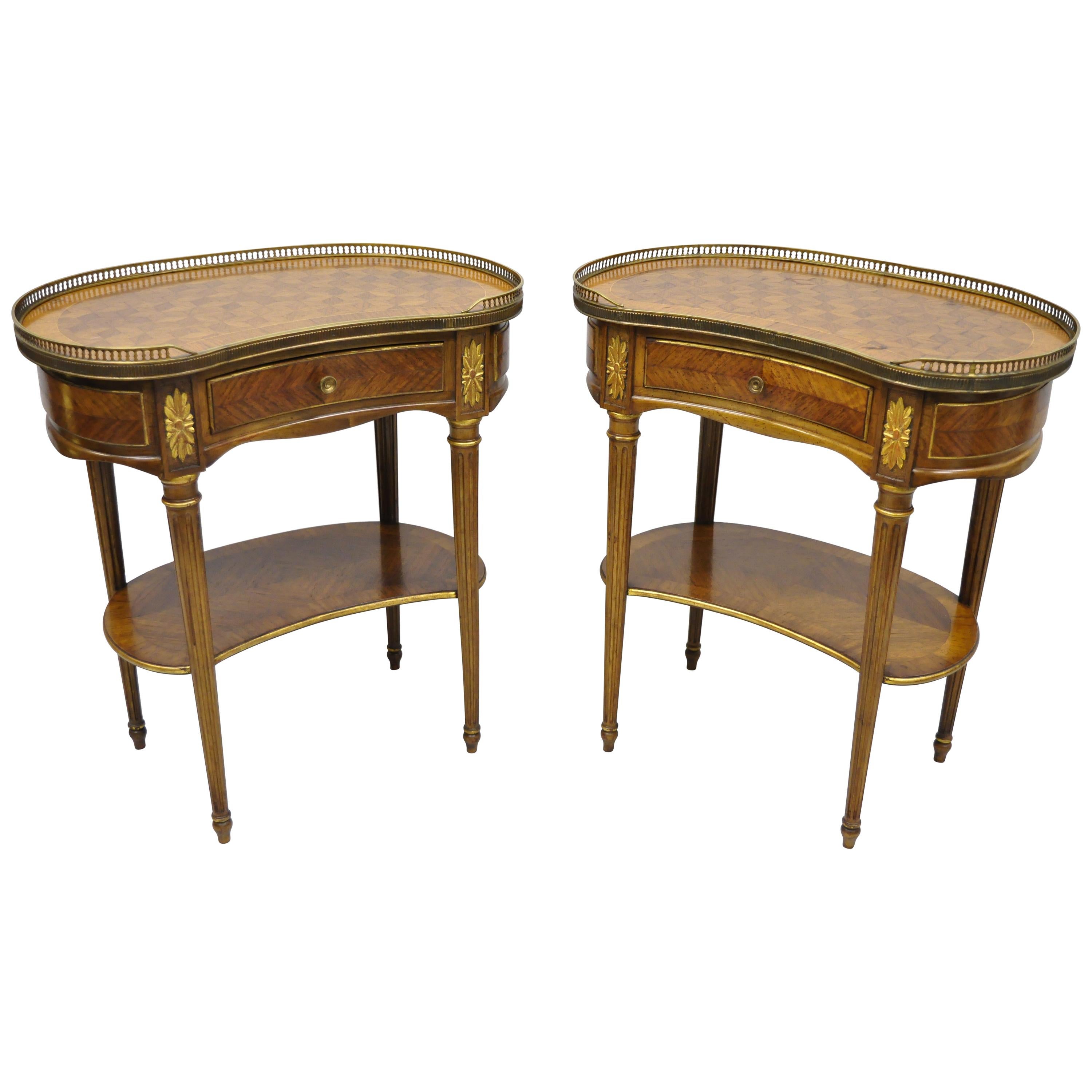 Pair of French Louis XVI Style Simon Loscertales Bona Kidney Shaped Nightstands