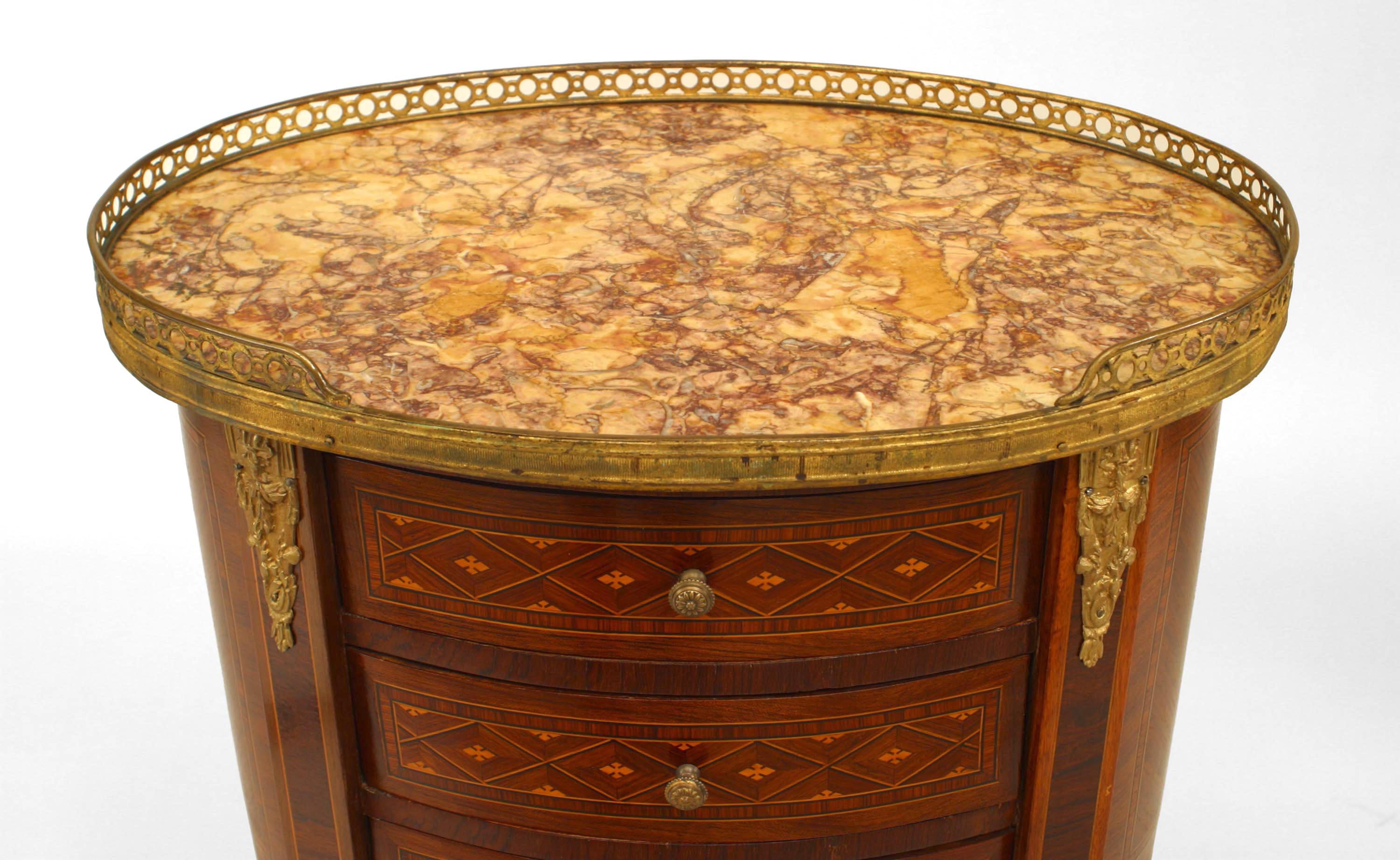 Pair of French Louis XVI Style Parquetry Design Bedside Commodes In Good Condition In New York, NY