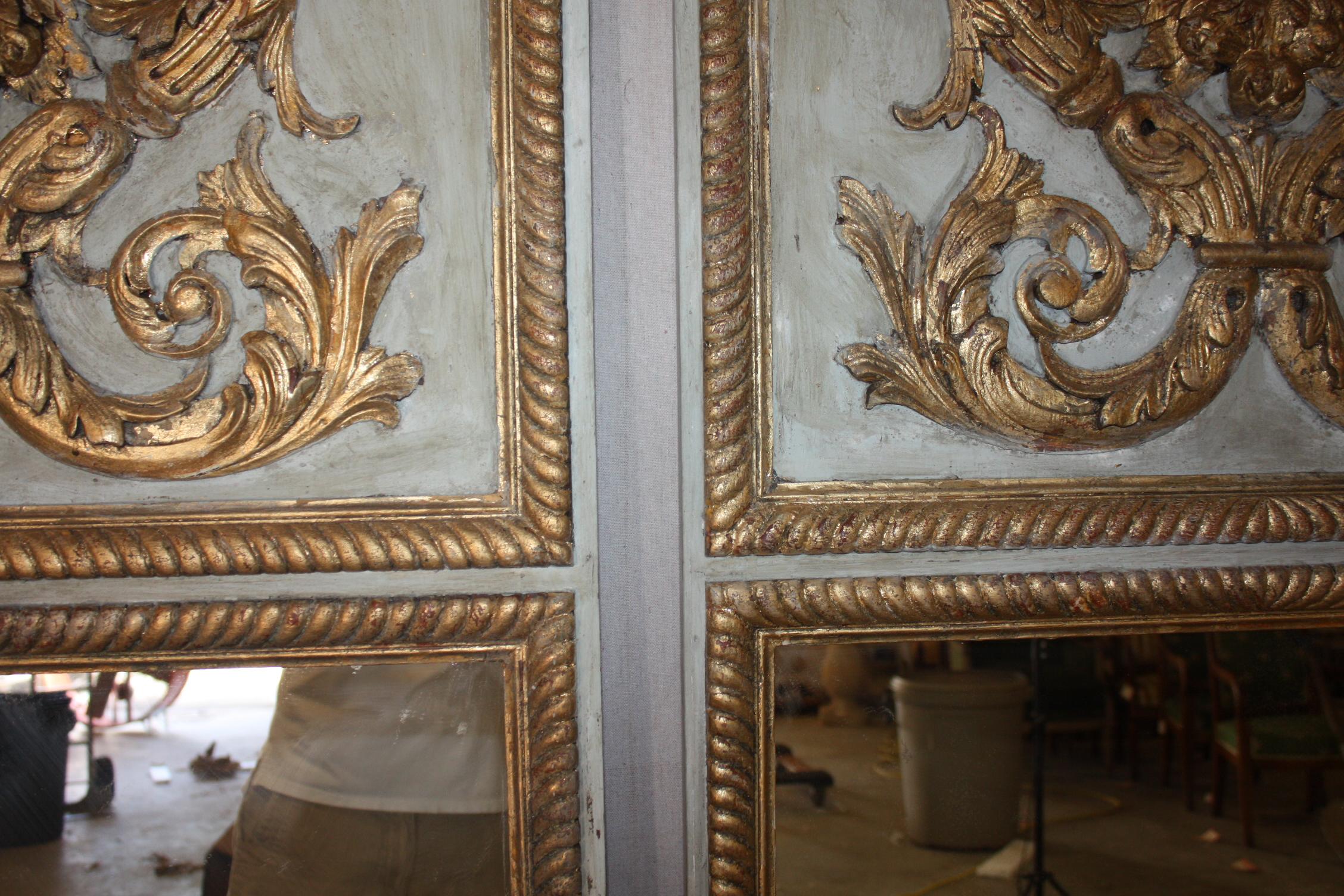 Pair of French Louis XVI Style Trumeau Mirrors 1