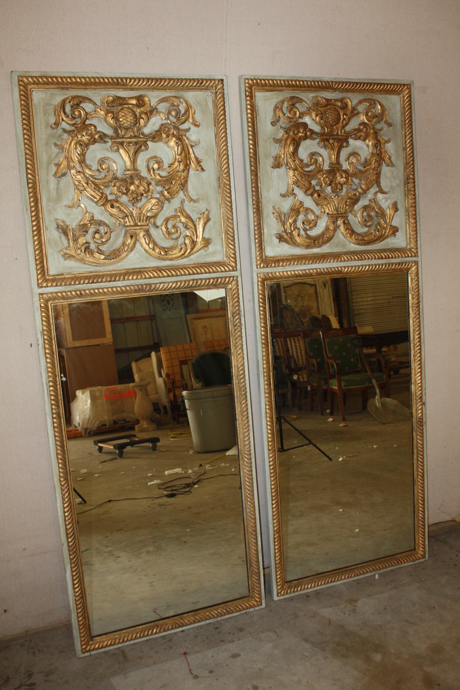 Pair of French Louis XVI Style Trumeau Mirrors 2