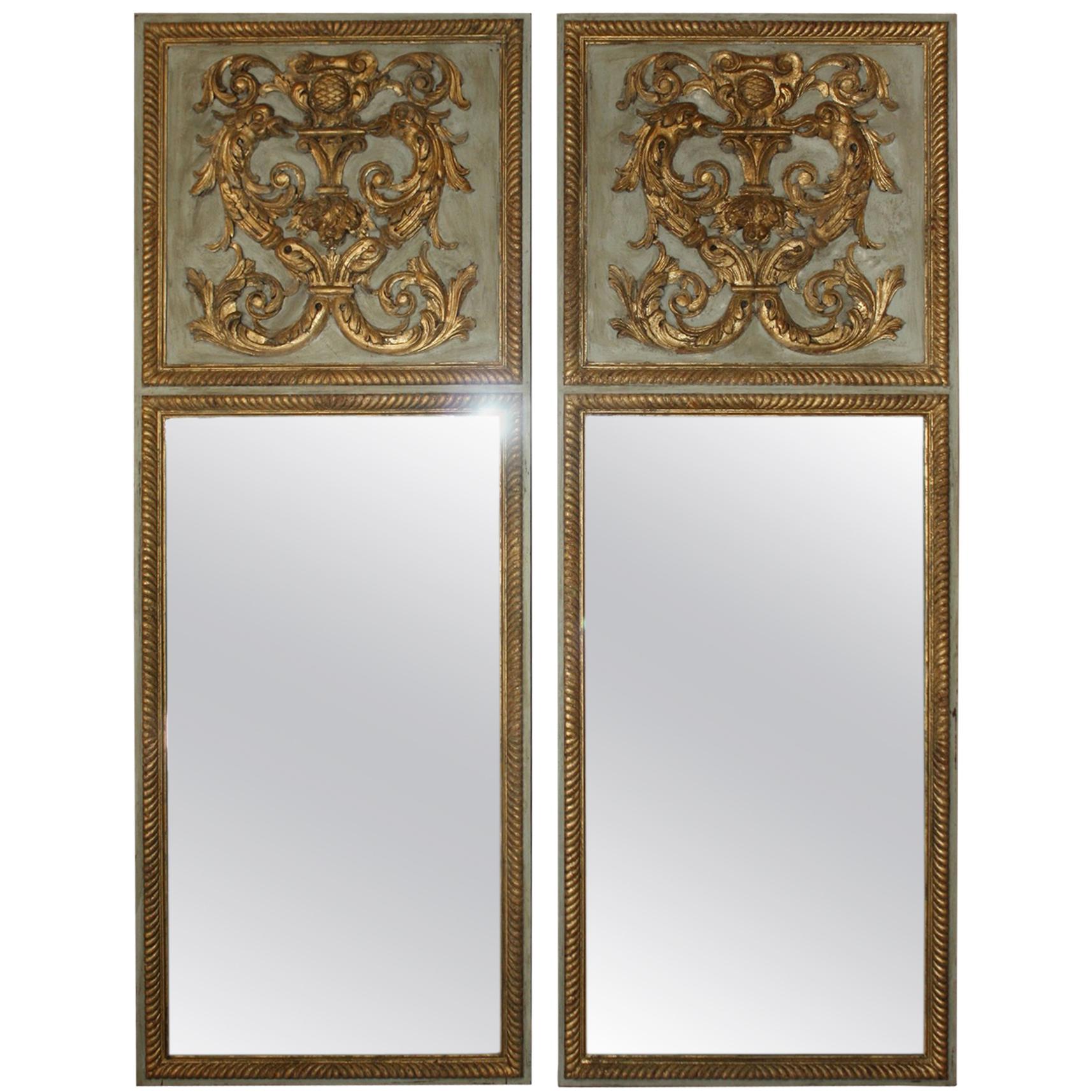 Pair of French Louis XVI Style Trumeau Mirrors
