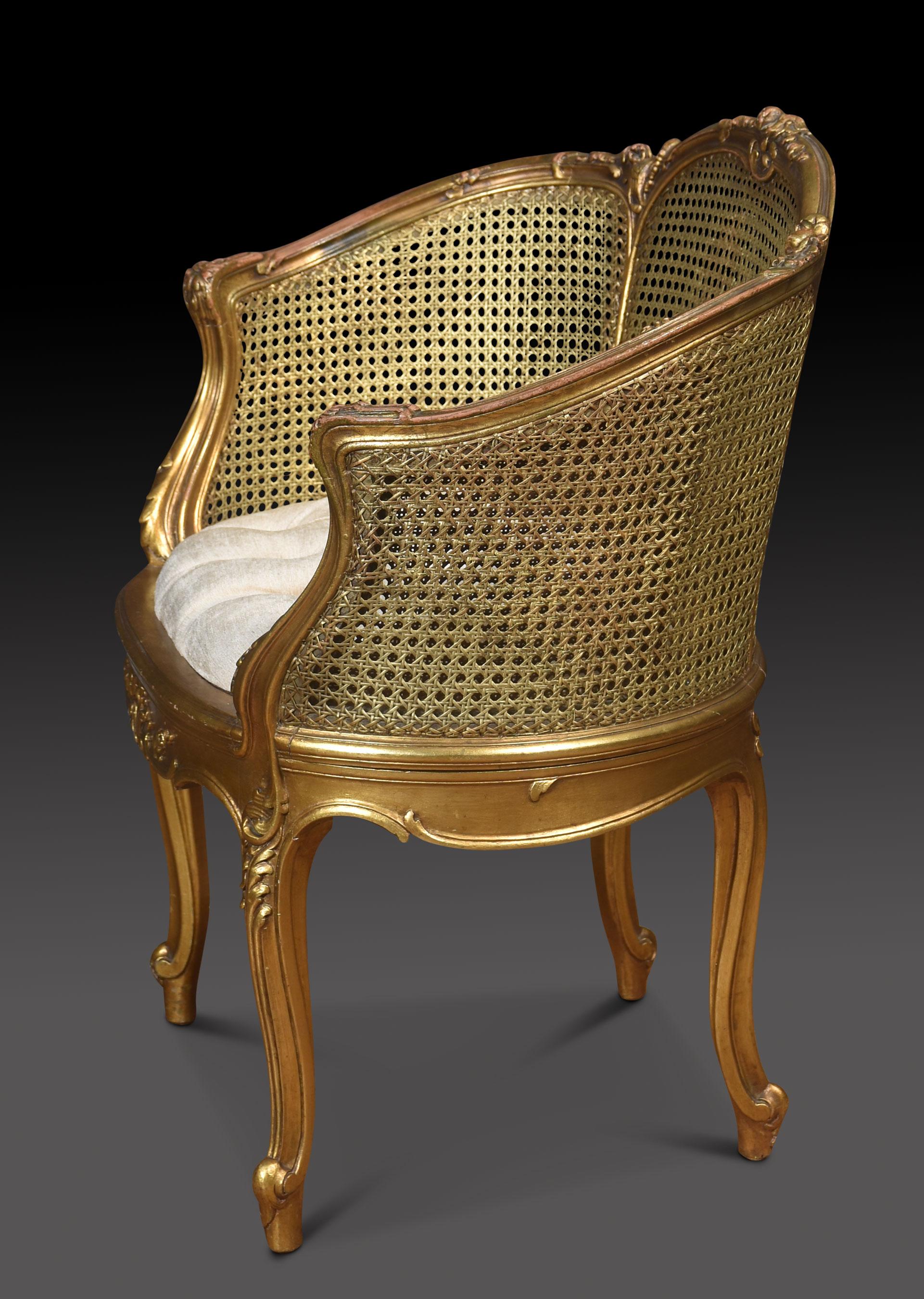 Bois doré Paire de fauteuils tubulaires français de style Louis XVI en vente