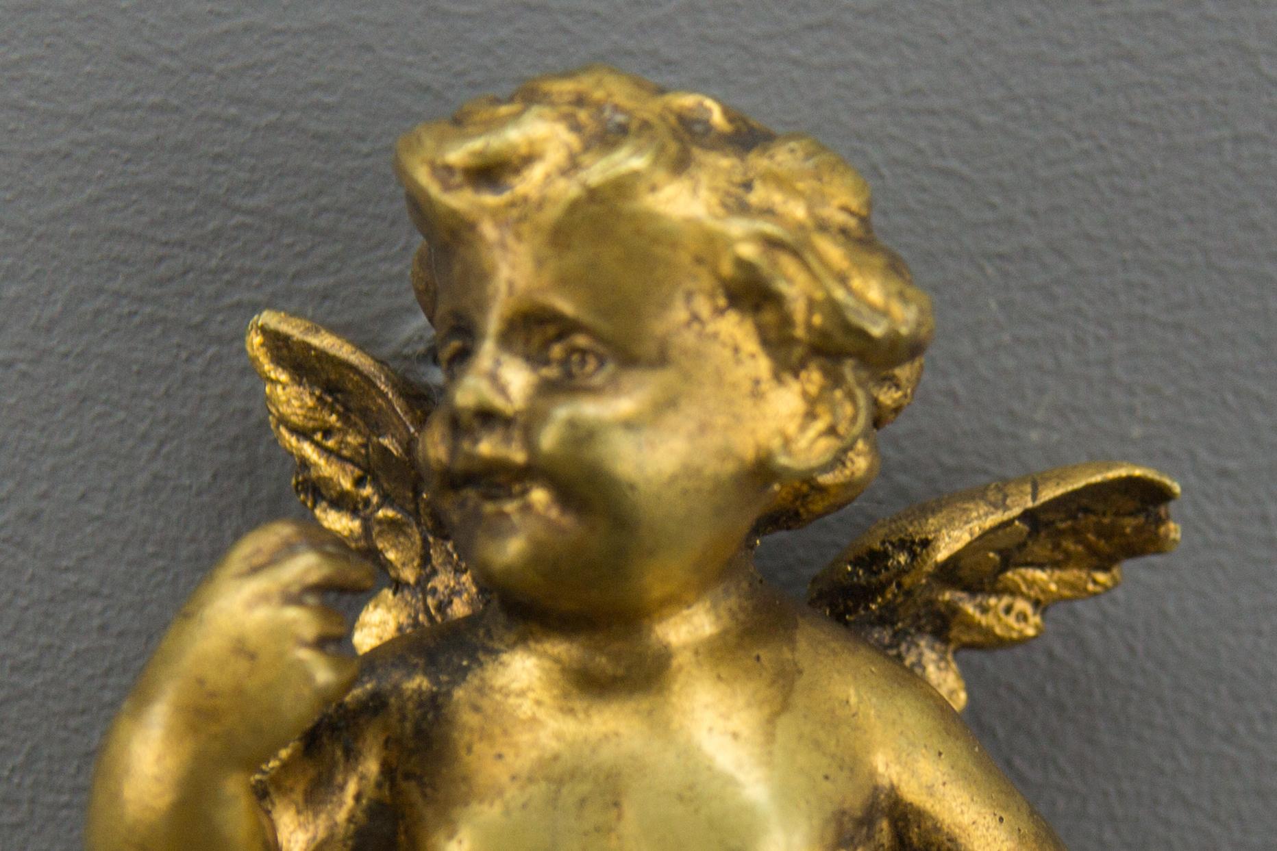 Pair of French Louis XVI Style Twin Arm Bronze Cherub Wall Lights or Sconces 7