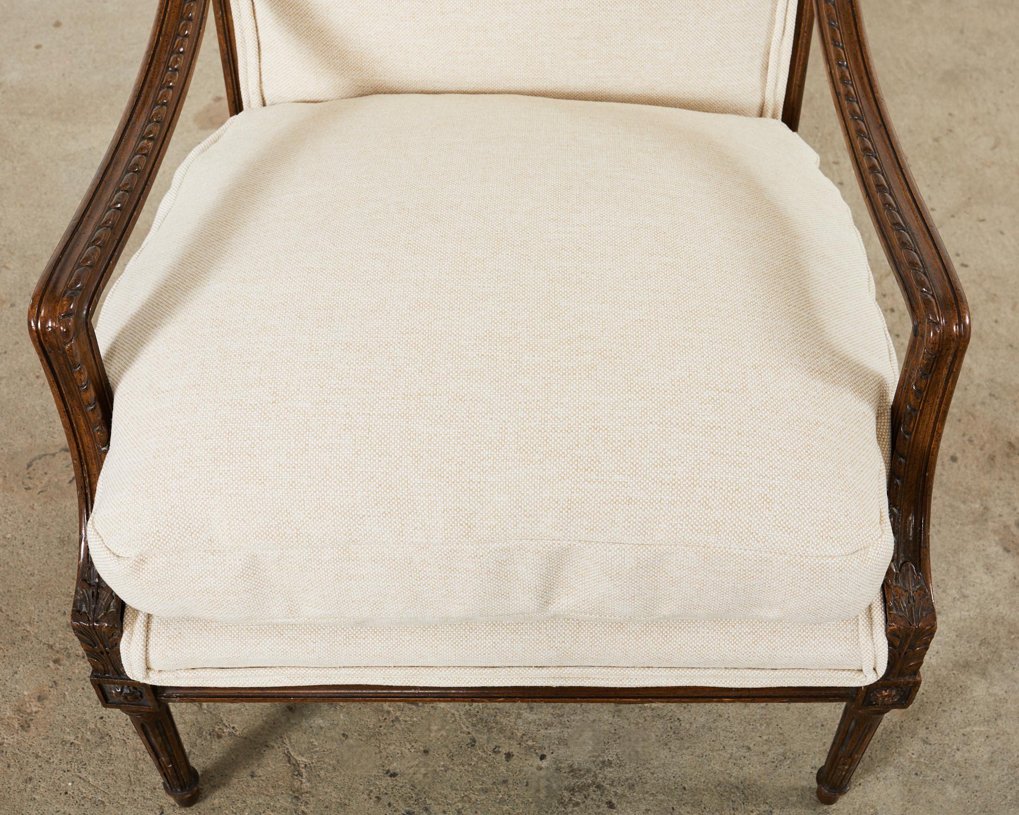 Pair of French Louis XVI Style Walnut Armchairs For Sale 9