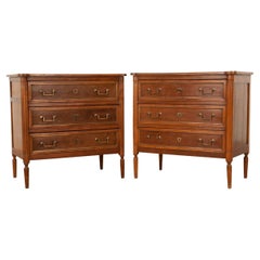 Pair of French Louis XVI Style Walnut Commodes