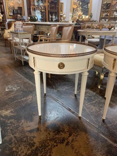 Pair of French Louis XVI Style White Lacquered Bouillotte Tables