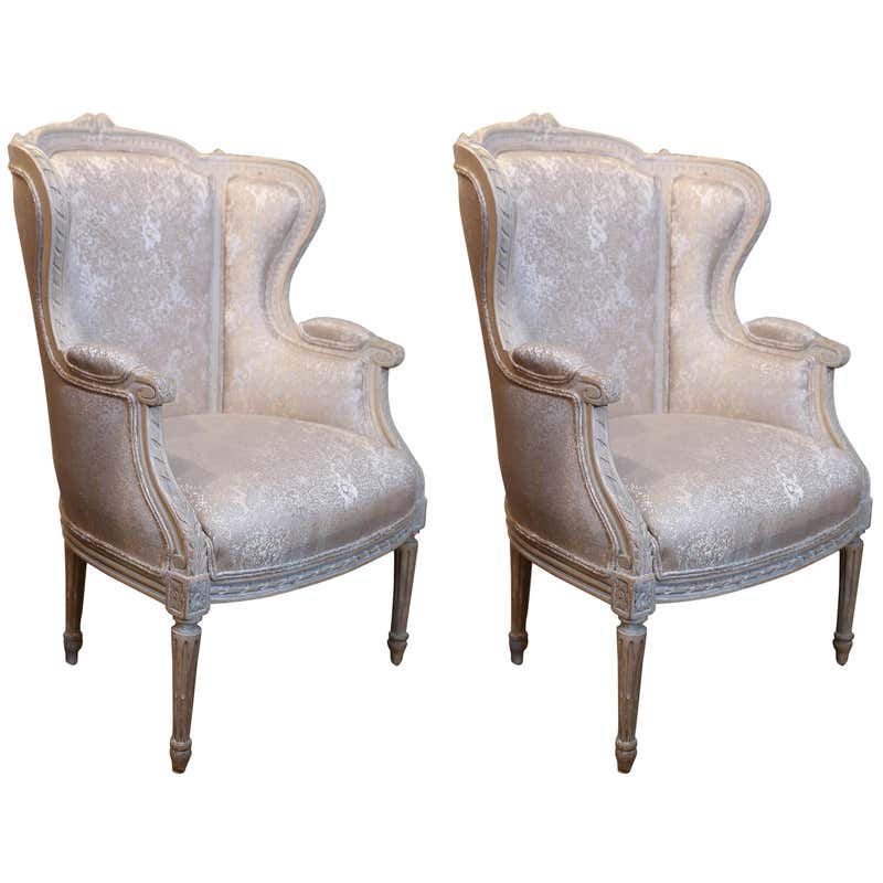 Outstanding Pair of Vintage Distressed Bomber Leather Wing Back Chairs ...