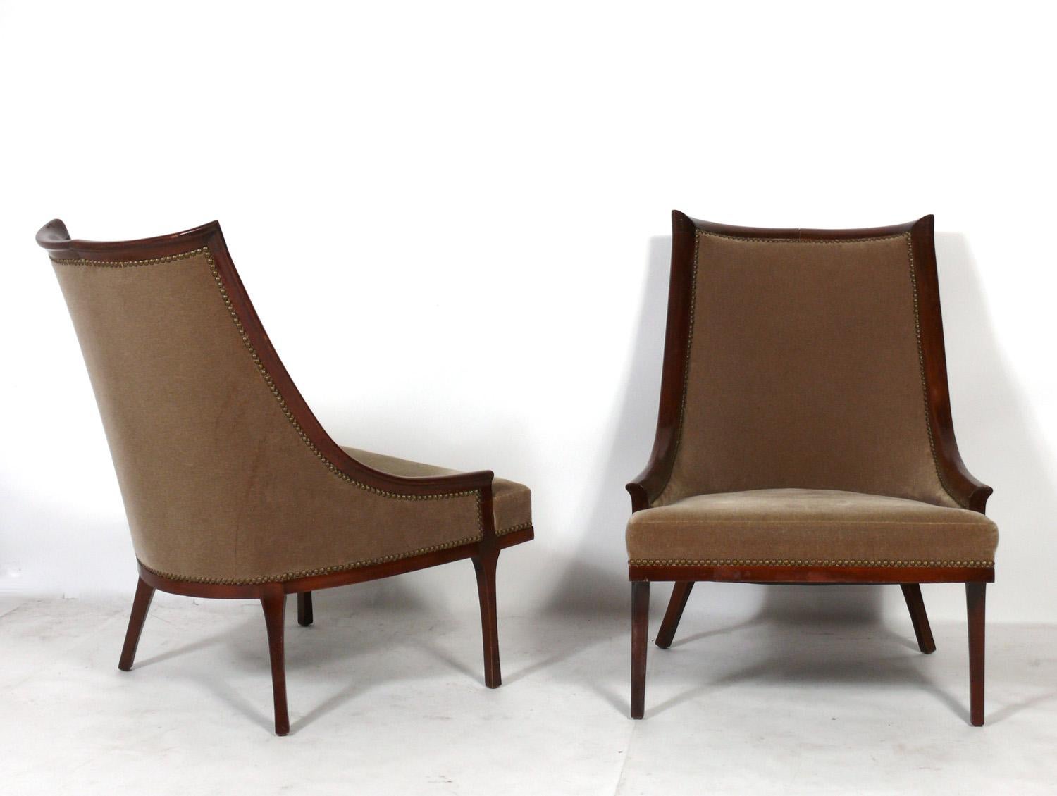 Art Deco Pair of French Lounge Chairs For Sale