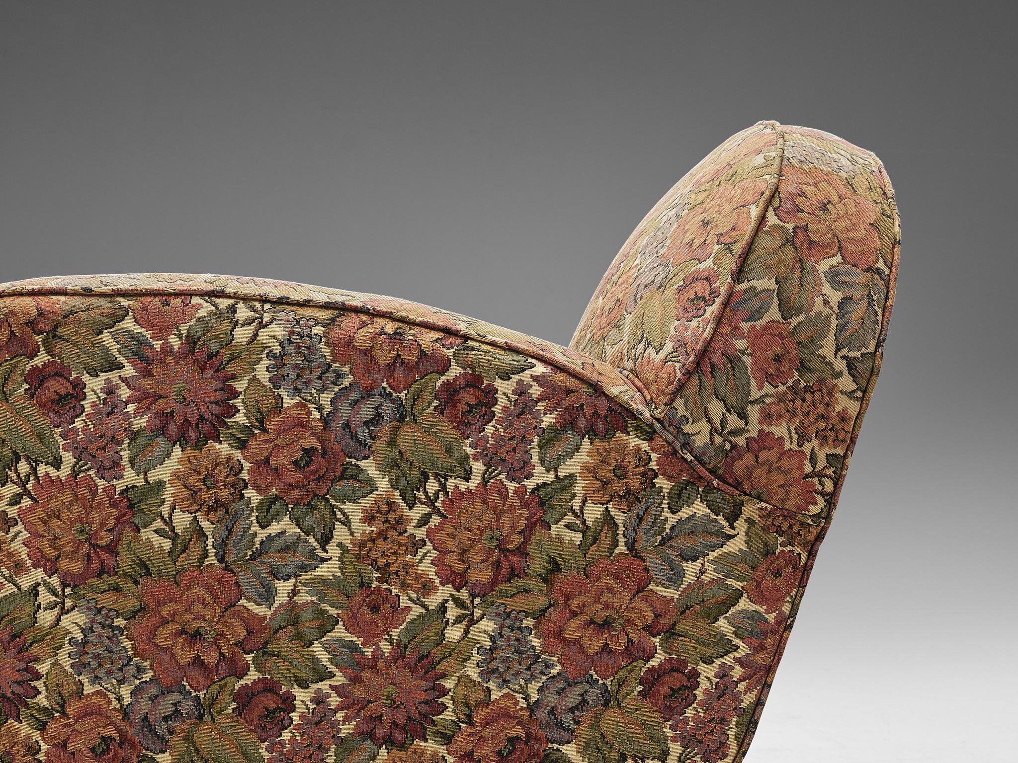 Pair of French Lounge Chairs in Floral Fabric 2