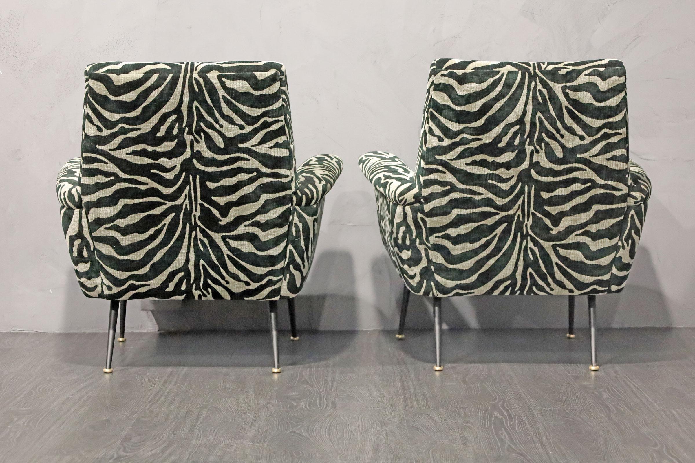 20th Century Pair of French Lounge Chairs in New Upholstery For Sale