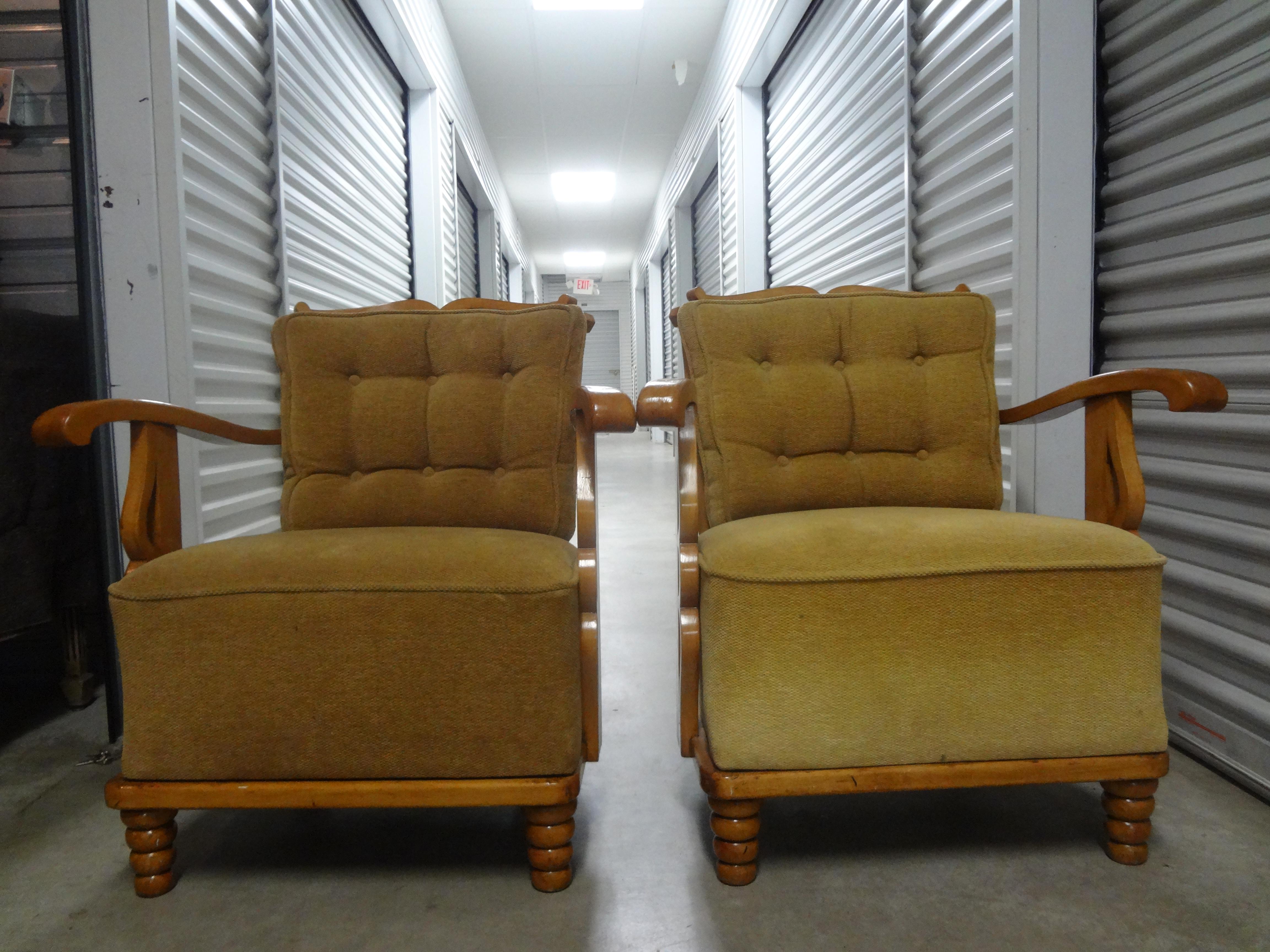 Pair of André Arbus Style French Lounge Chairs 3