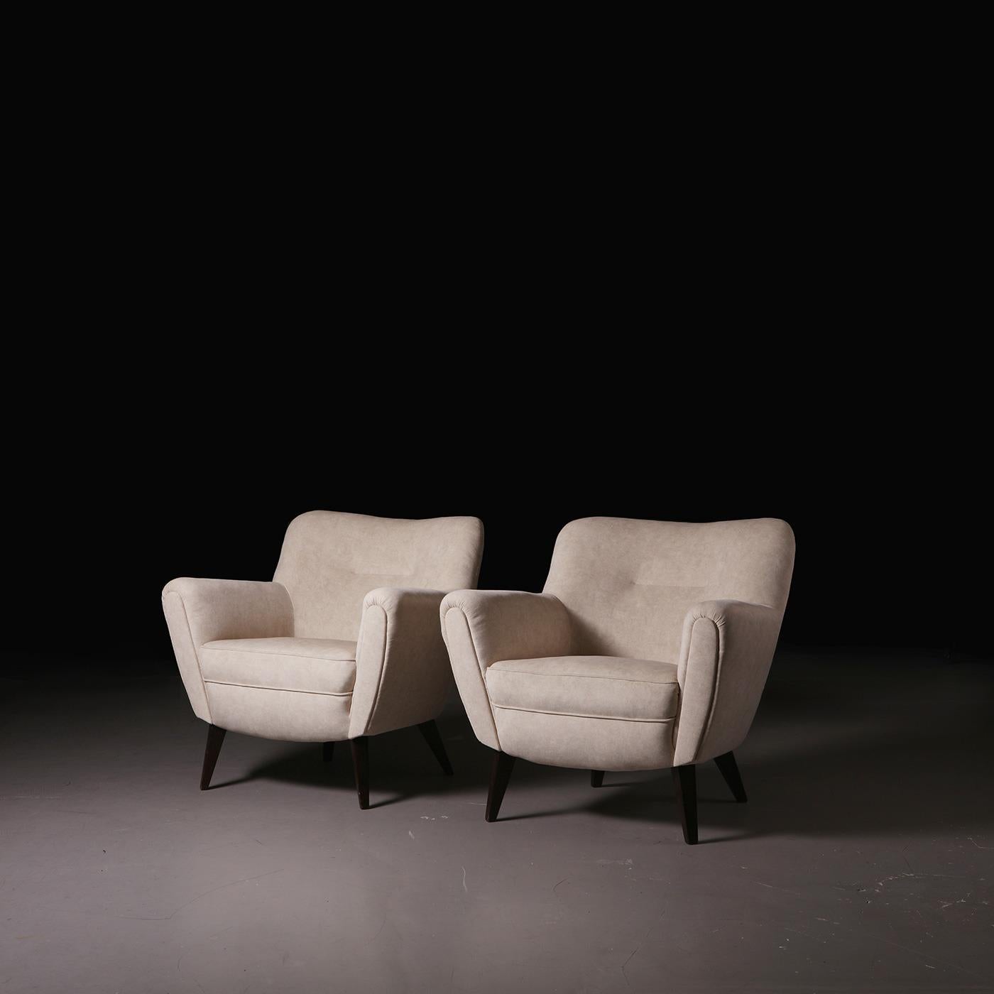 Pair of French Lounge Chairs in Wood and Fabric, France, 1960s In Good Condition In Prague, New Town