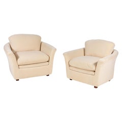 Pair of French Low Rounded Club Chairs