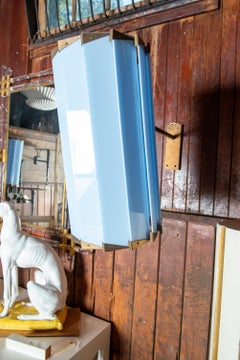 Pair of French Articulating Brass Wall Lamps with Lucite Shades, 1940s
