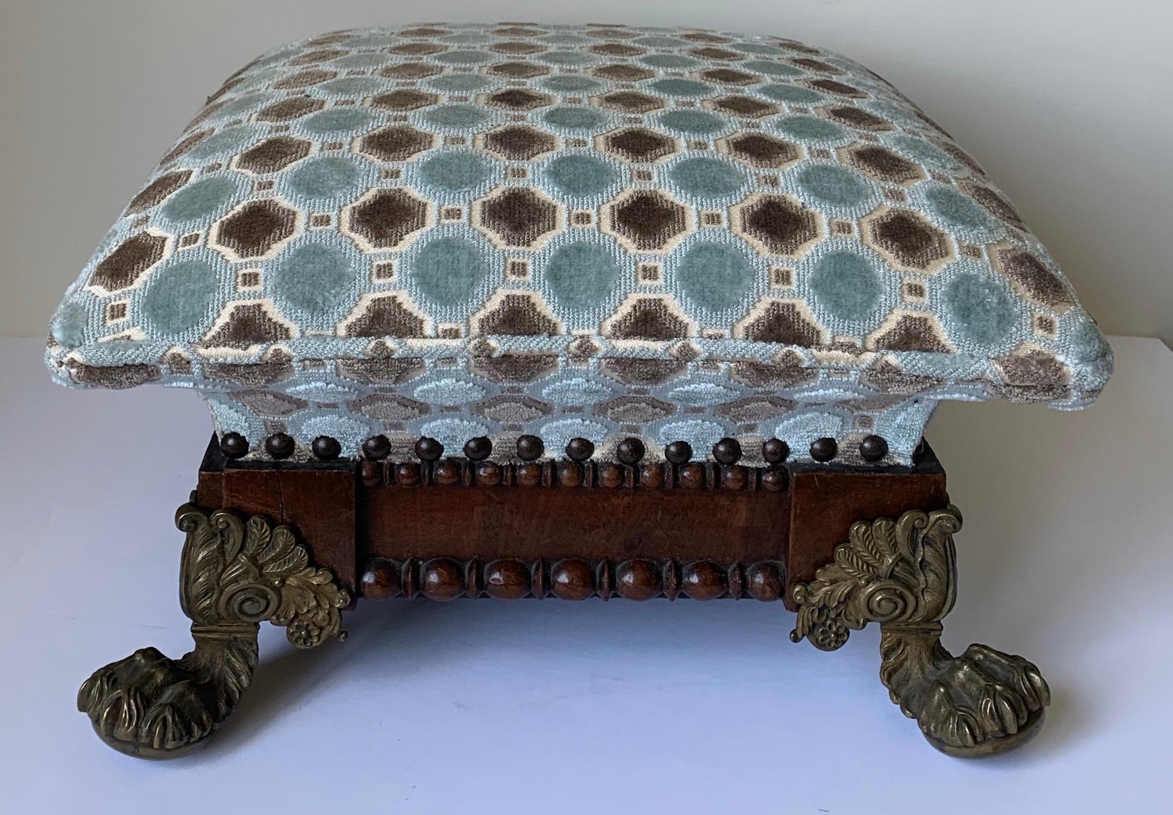 Empire Pair of French Mahogany and Brass Footstools
