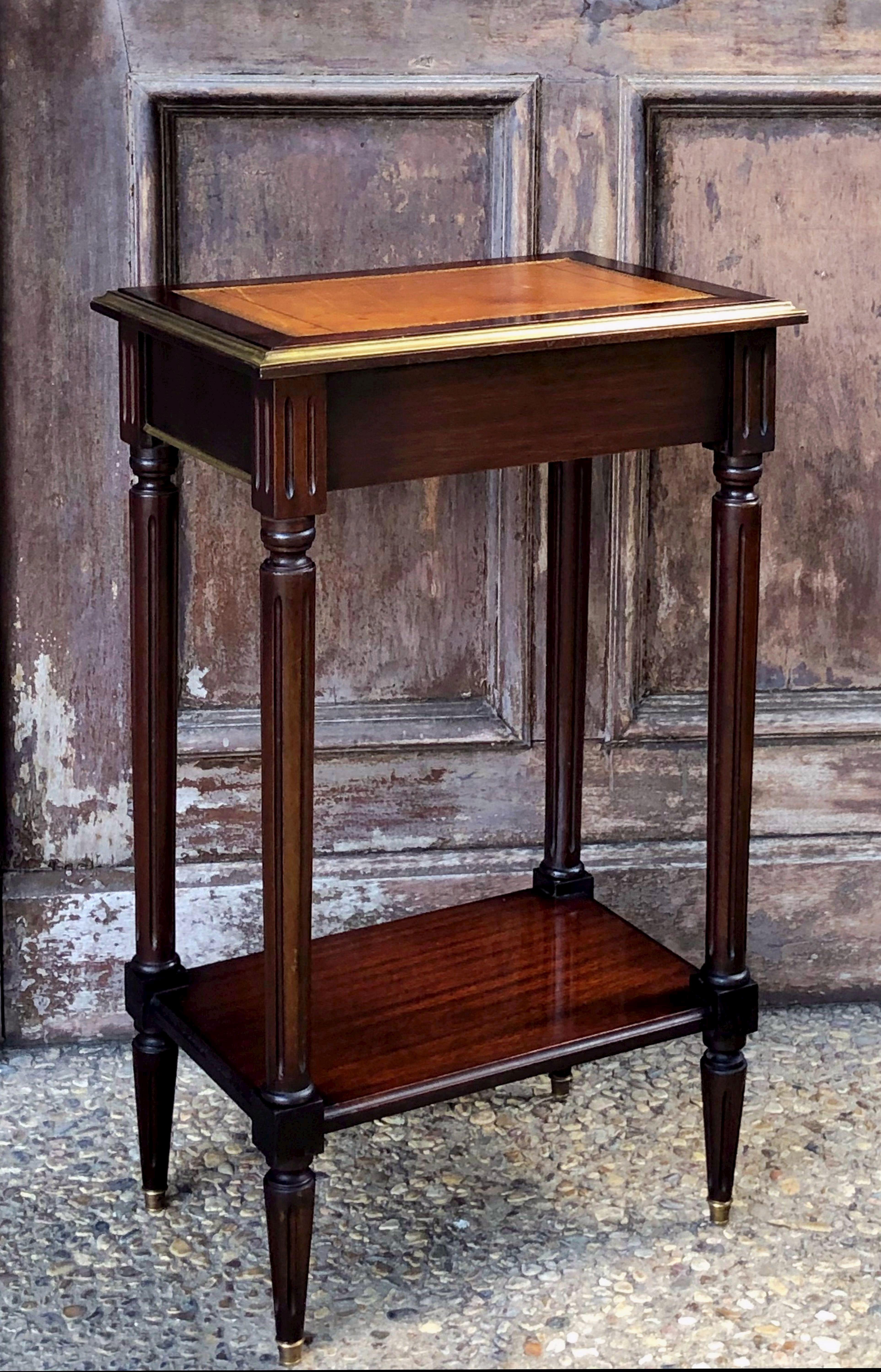 Pair of French Mahogany and Leather Side Tables or Nightstands ‘Priced as Pair’ 10