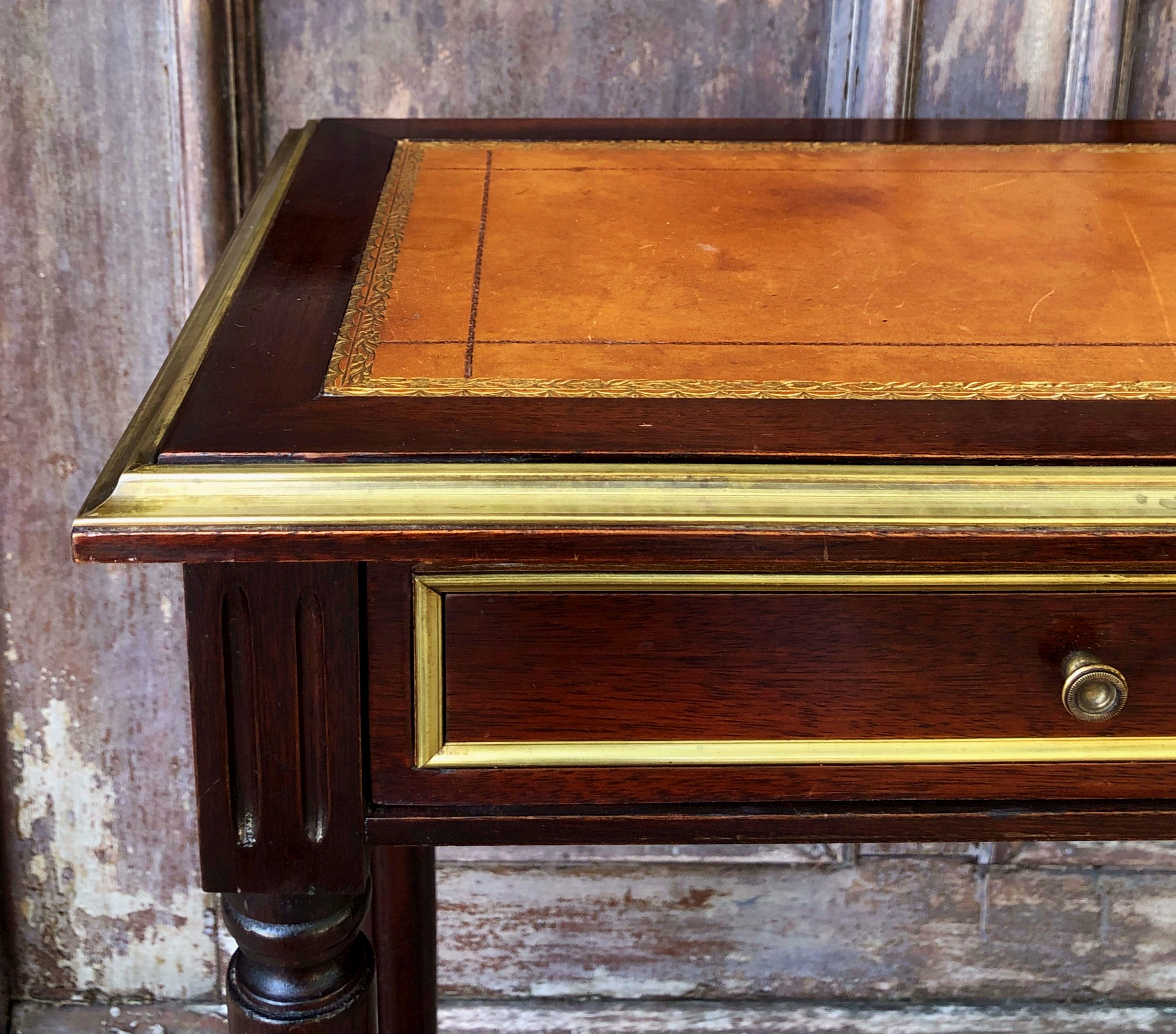 Pair of French Mahogany and Leather Side Tables or Nightstands ‘Priced as Pair’ 11
