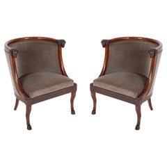Pair of French Mahogany Armchairs With Rams Heads Attributed to Jacob Desmalter Pair of French Mahogany Armchairs With Rams Heads Attributed to Jacob Desmalter