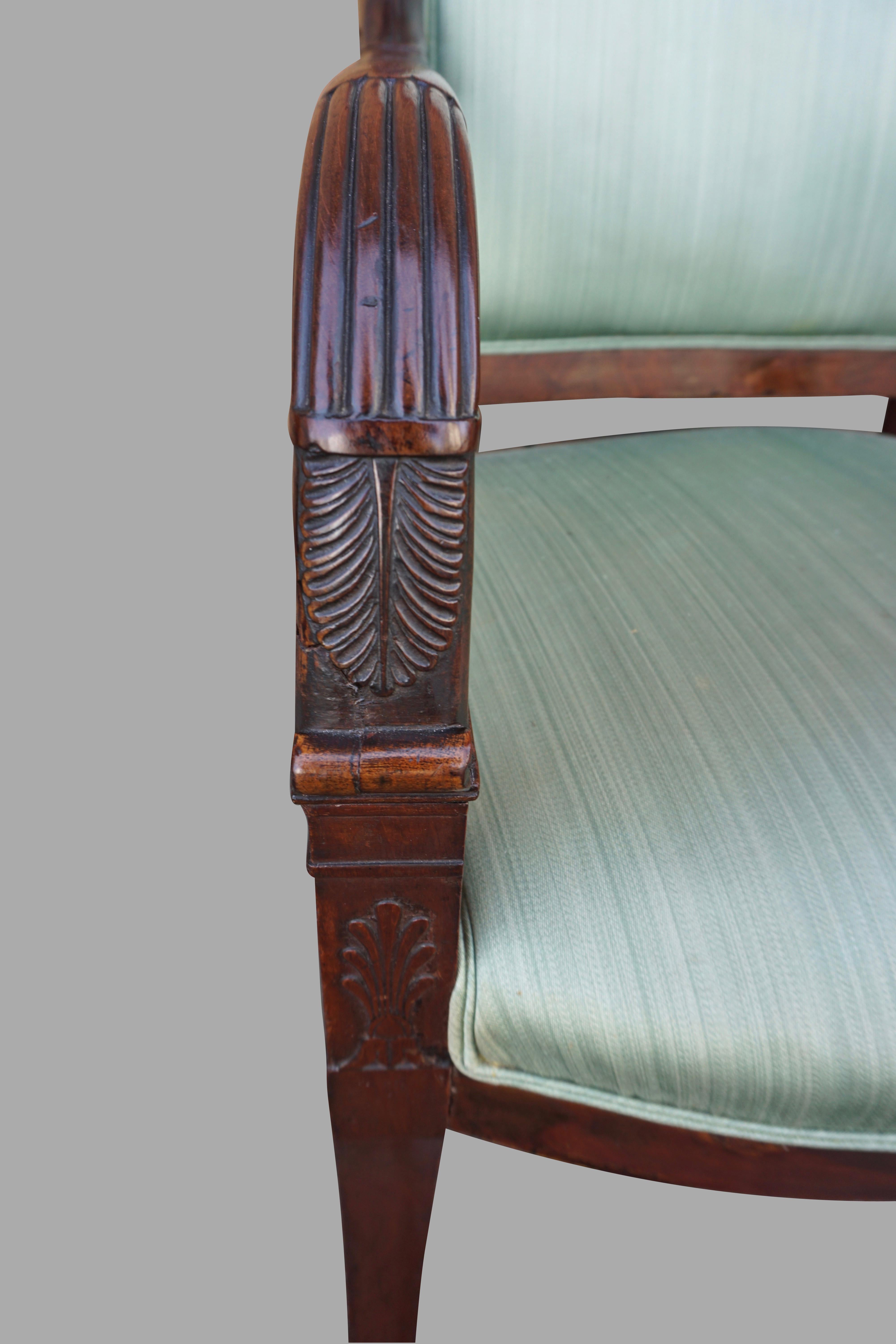 Pair of French Mahogany Charles X Upholstered Armchairs 4