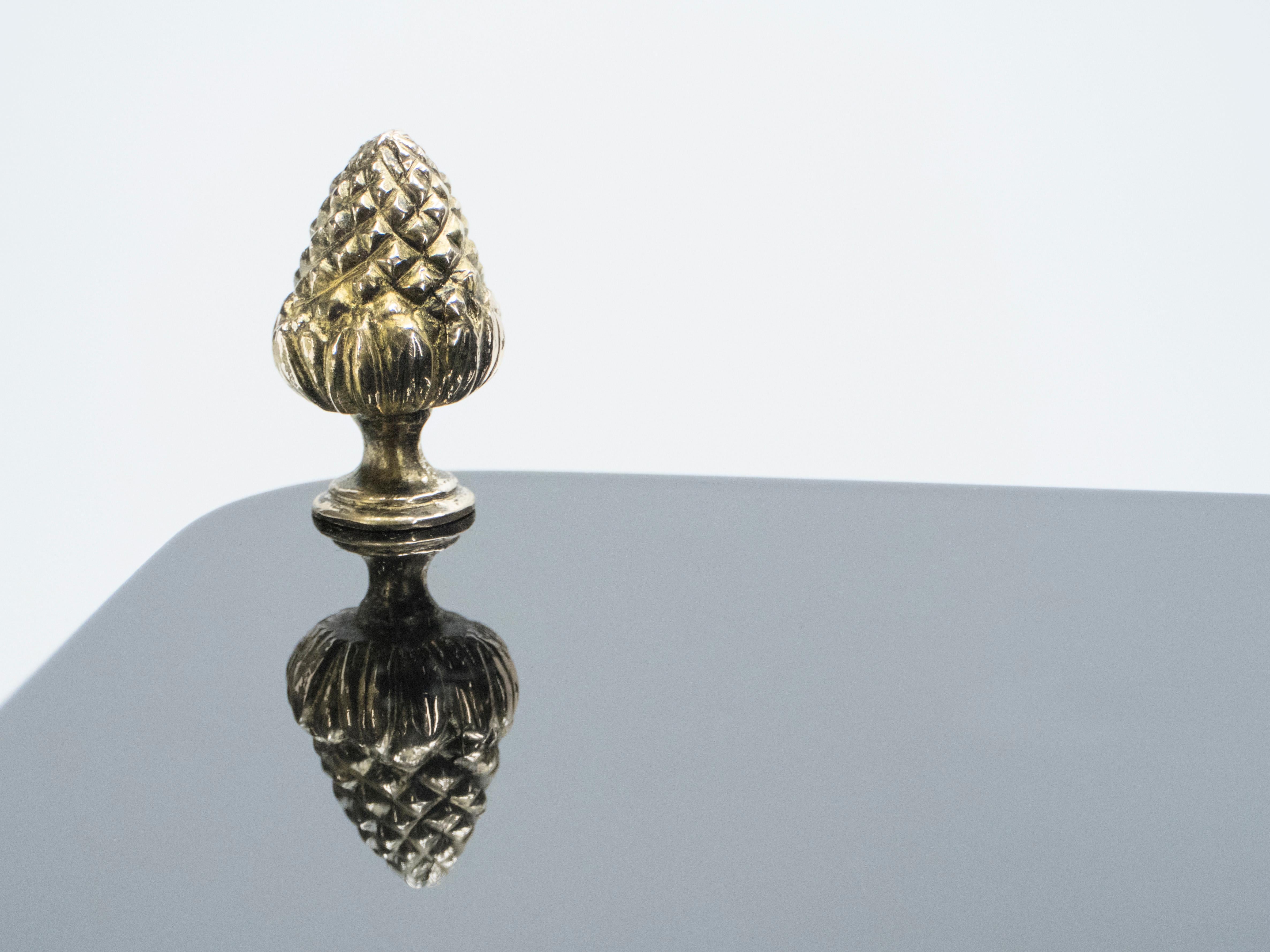 Pair of French Maison Baguès Brass Black Lacquer Three-Tier Side Tables, 1950s 4