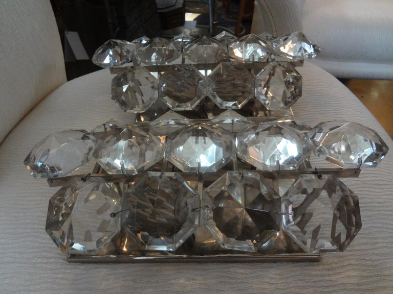 Pair of French Maison Bagues Crystal Prism Sconces For Sale 1