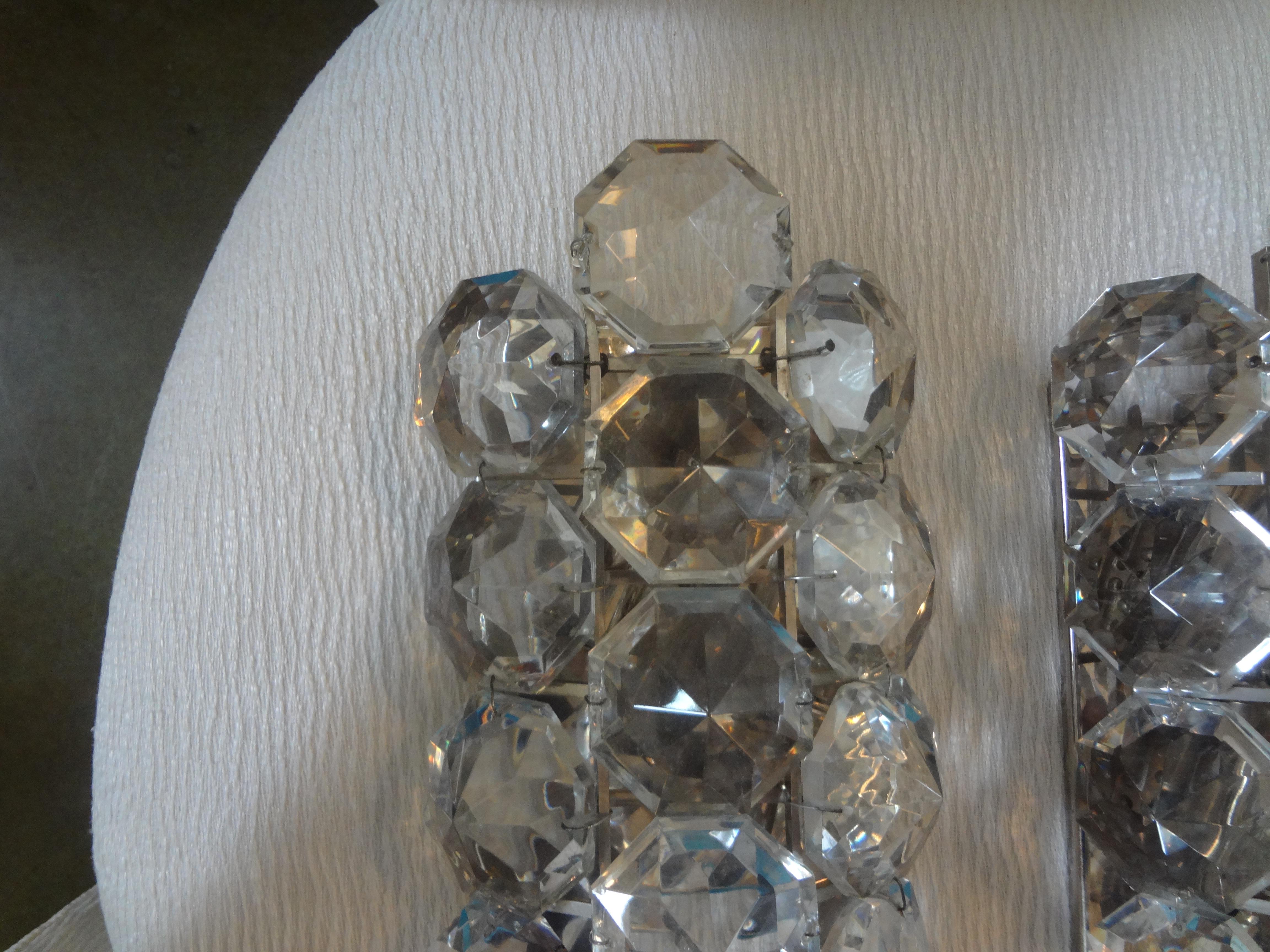 Pair of French Maison Bagues Crystal Prism Sconces 2