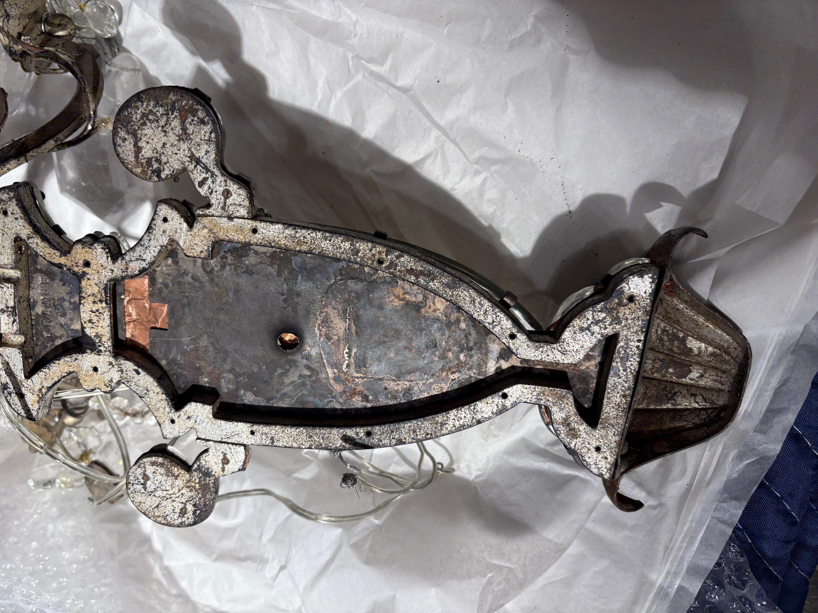 Coppia di sconsigliere francesi Maison Bagues in cristallo di rocca e foglie d'argento. in vendita 3