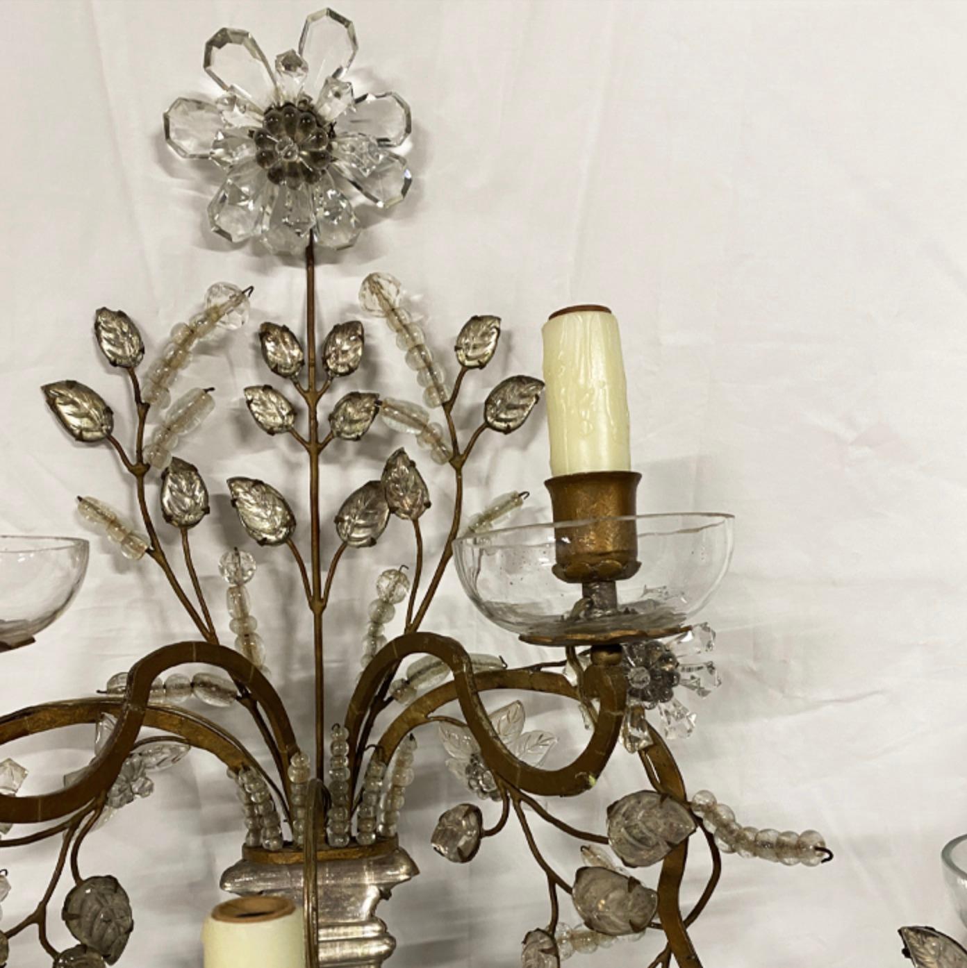 20th Century Pair Of French Maison Bagues Gilt Metal Sconces For Sale